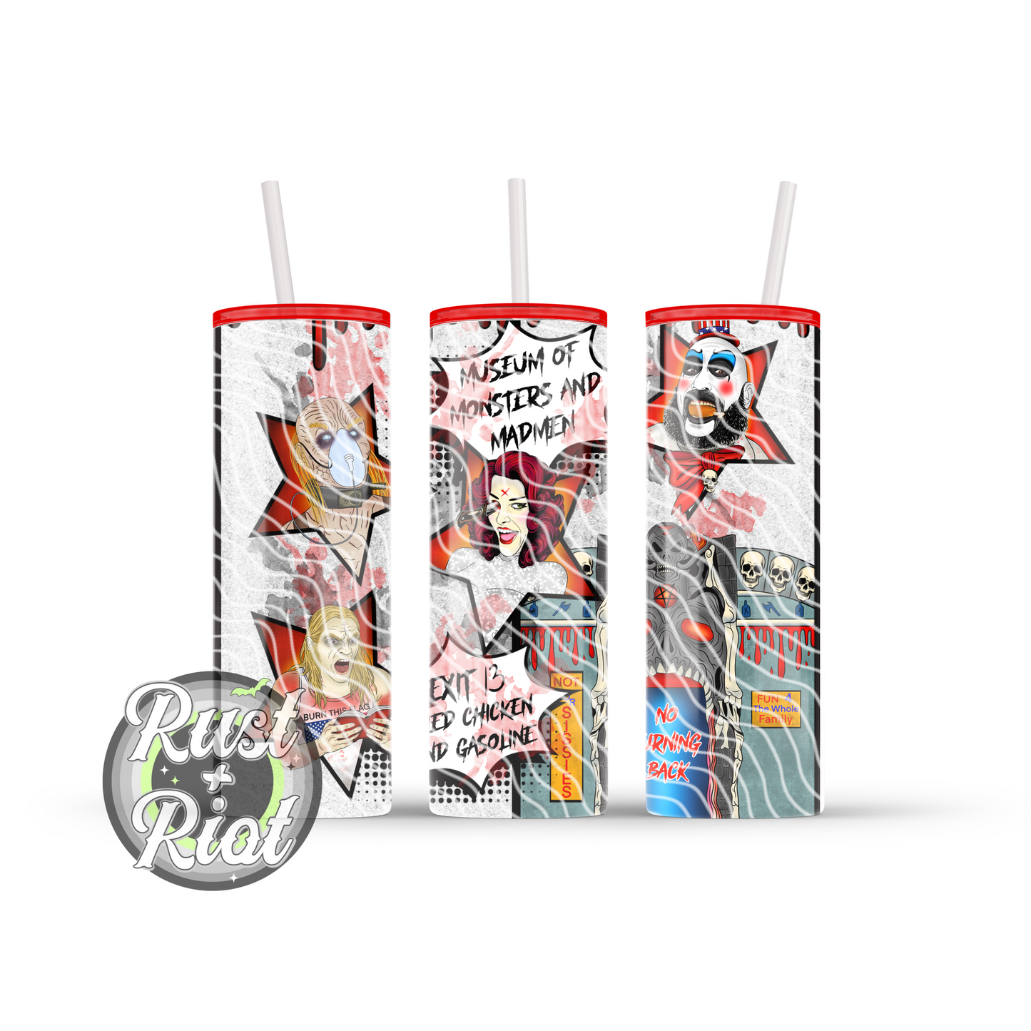Midnight Spookshow 20oz Skinny Tumbler Template Design PNG, 2000s Cult Classic Horror Movie Digital Graphic Image for UVDTF and Sublimation Printing