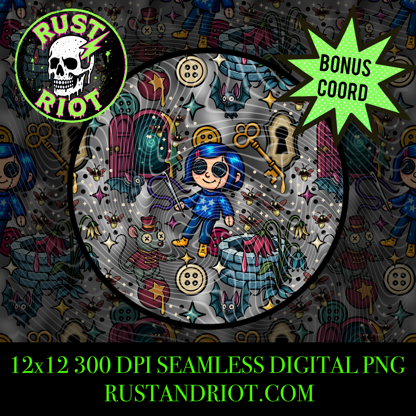 Be Careful What You Wish For: The Other Side Seamless Pattern | Digital Download PNG for Sublimation & Fabric Printing