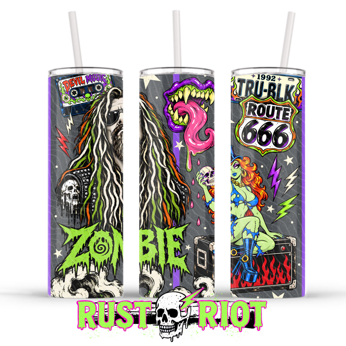 Electric Devil Tumbler Wrap | Rock & Roll Horror | PNG Digital Download