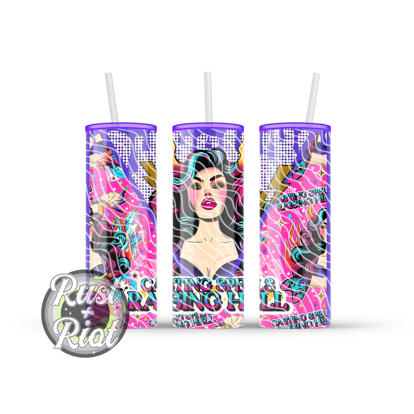 Casting Spells, Raising Hell | Witchy Glam Tumbler Wrap | PNG Digital Download