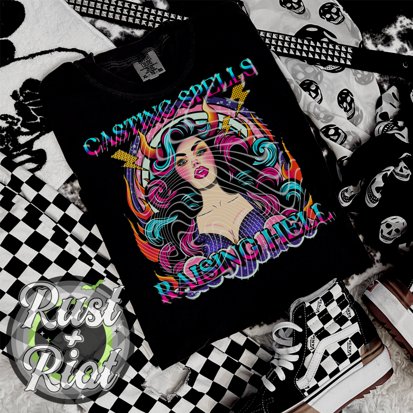 Casting Spells Raising Hell Digital Image PNG for DTG, DTF, UVDTF or Sublimation Printing