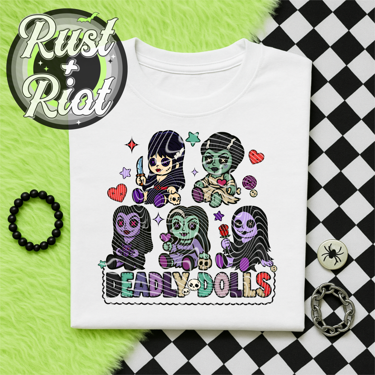 Deadly Dolls Main PNG Digital Download - Creepy Cute Horror Graphic for T-Shirts, Printing and Crafts