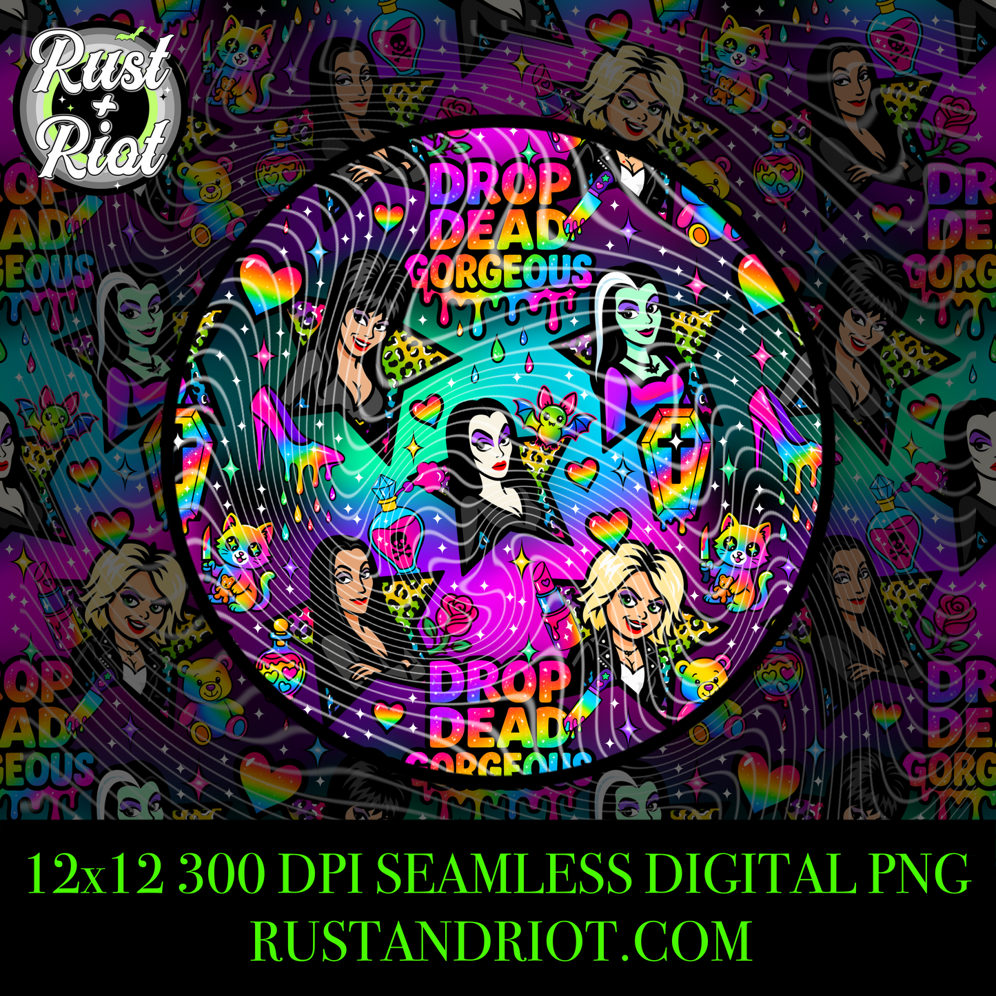 Hell in Highlighter Mega Bundle - Slay All Day and Drop Dead Gorgeous - Rainbow Horror PNG Set