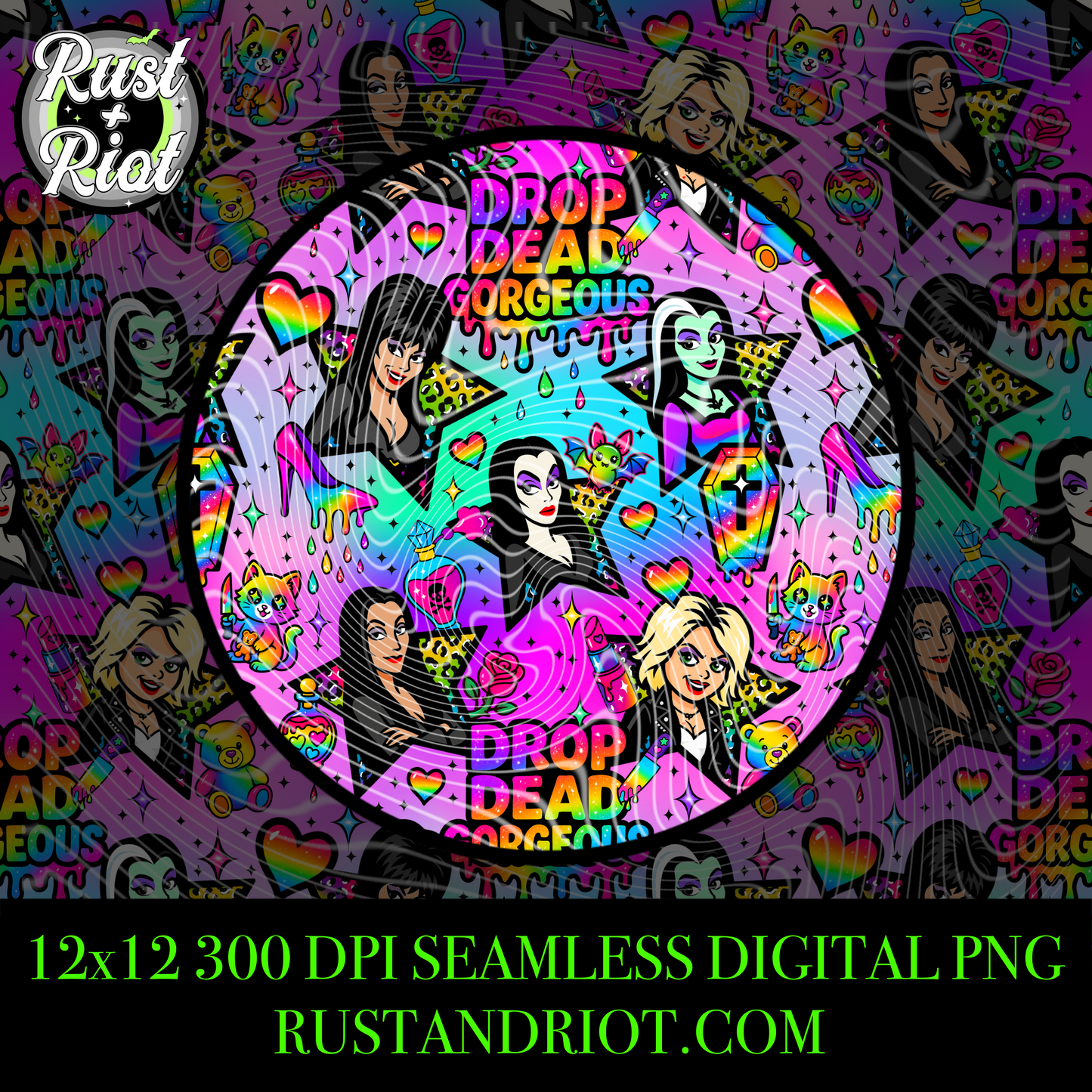 Hell in Highlighter Mega Bundle - Slay All Day and Drop Dead Gorgeous - Rainbow Horror PNG Set