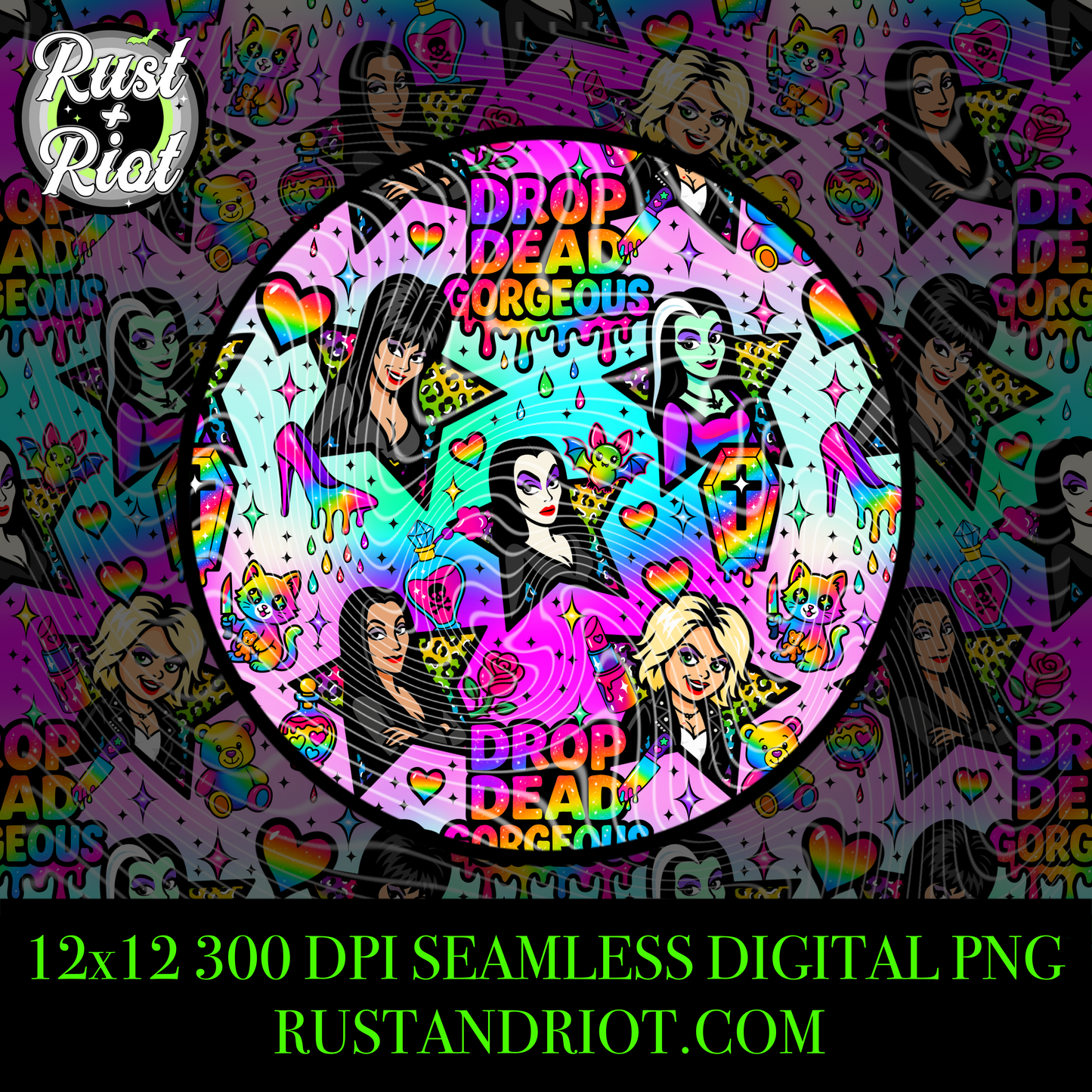 Hell in Highlighter Mega Bundle - Slay All Day and Drop Dead Gorgeous - Rainbow Horror PNG Set