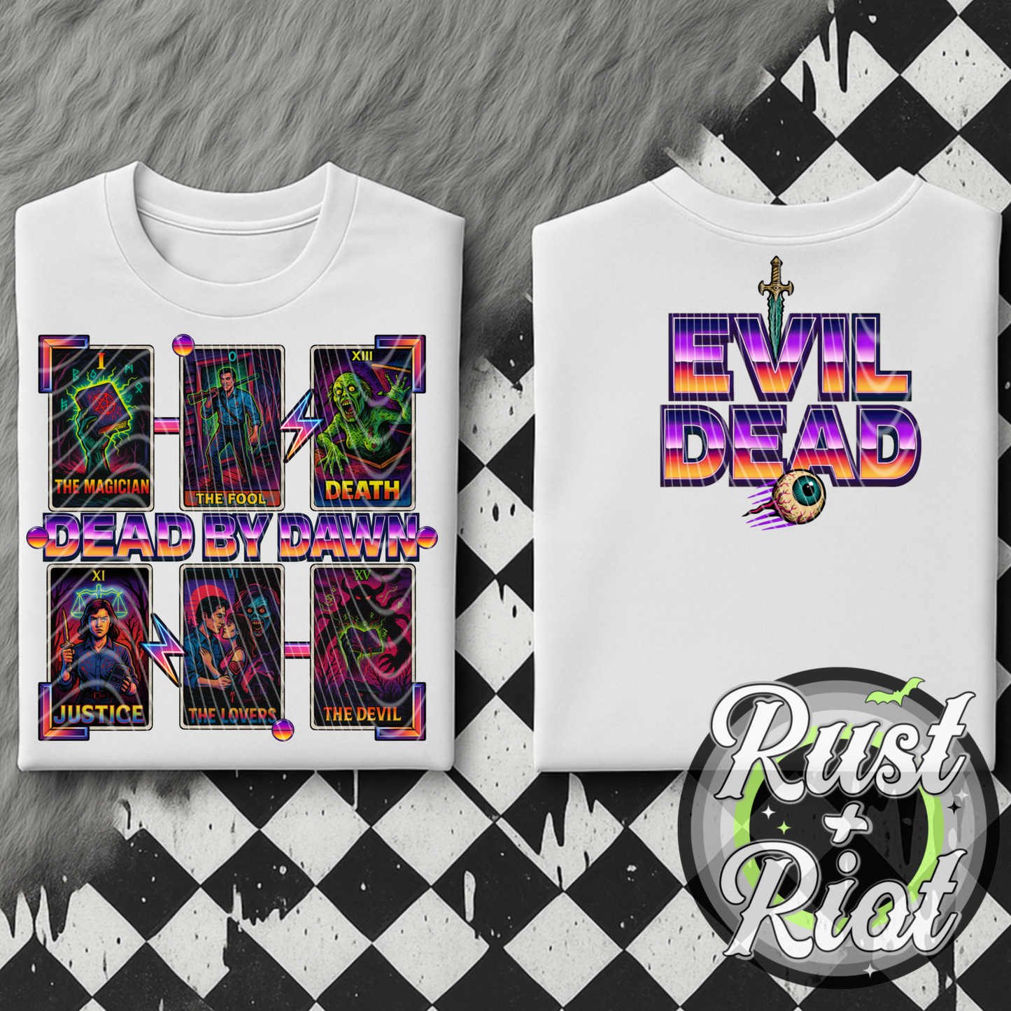 Dead by Dawn Tarot PNG – Retro Horror Digital Design