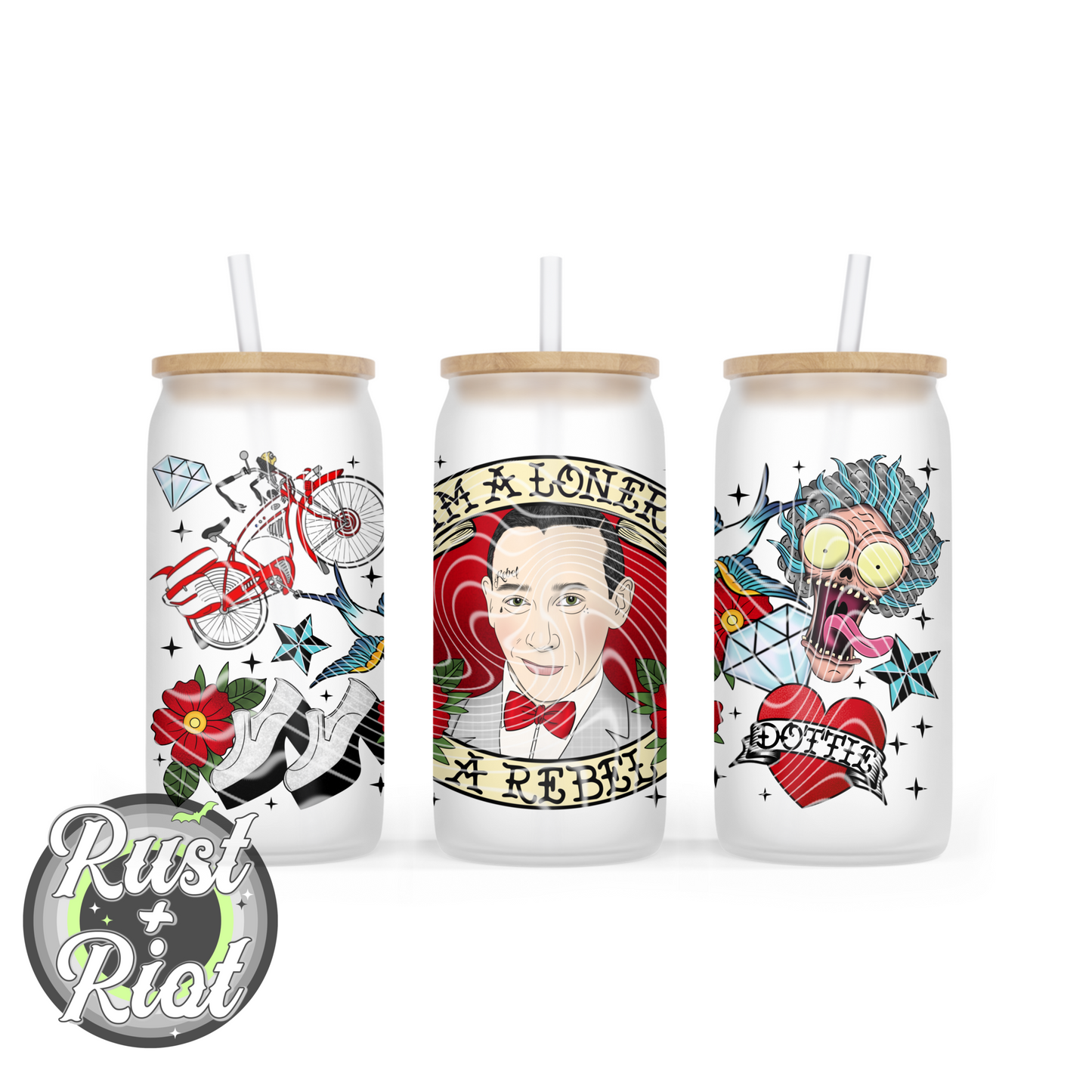 Rebel Adventures | Retro Flash-Style 16oz Glass Can Wrap | PNG Digital Download