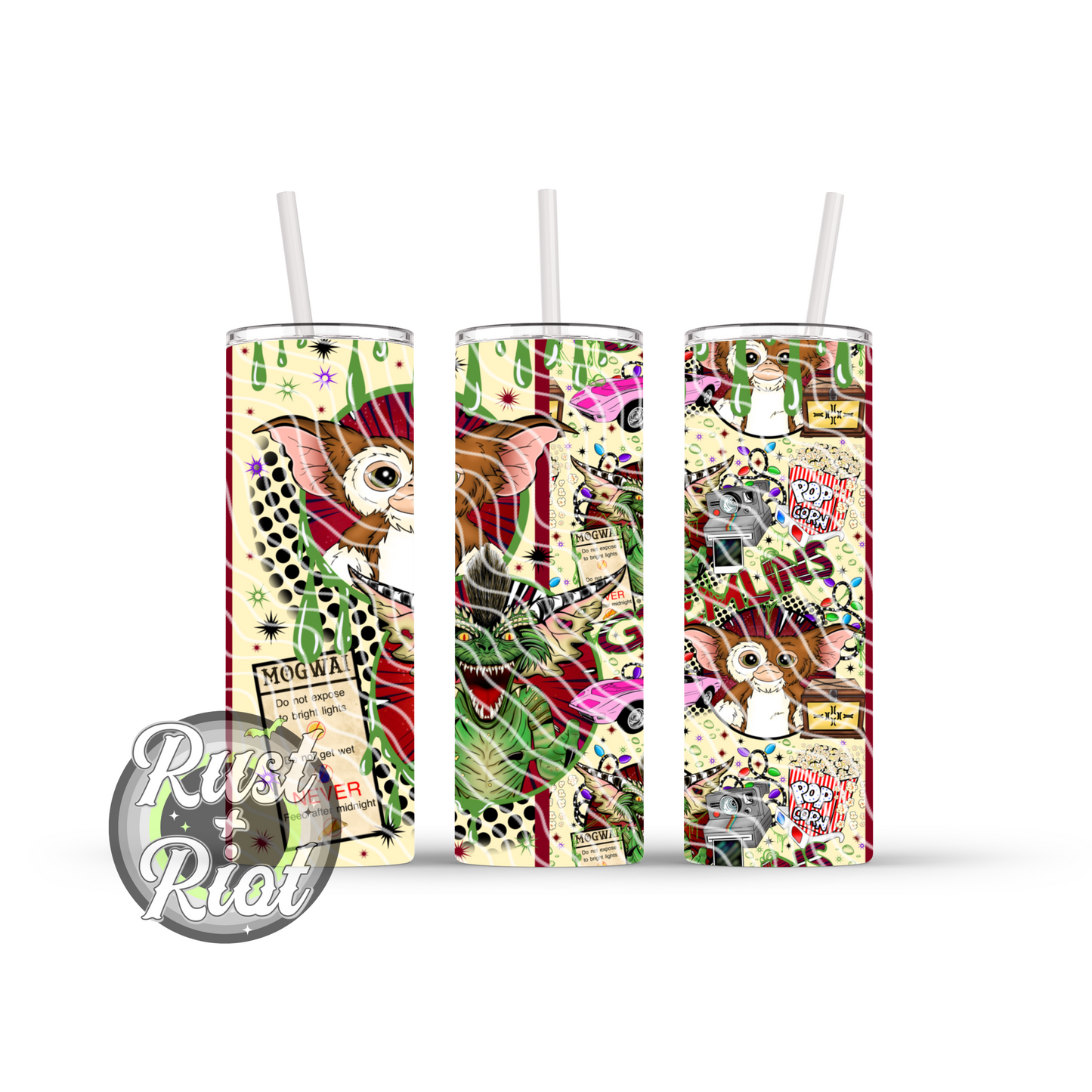 After Midnight 20oz Skinny Tumbler Template Design PNG, 80s Cult Classic Movie Digital Graphic Image for UVDTF and Sublimation Printing