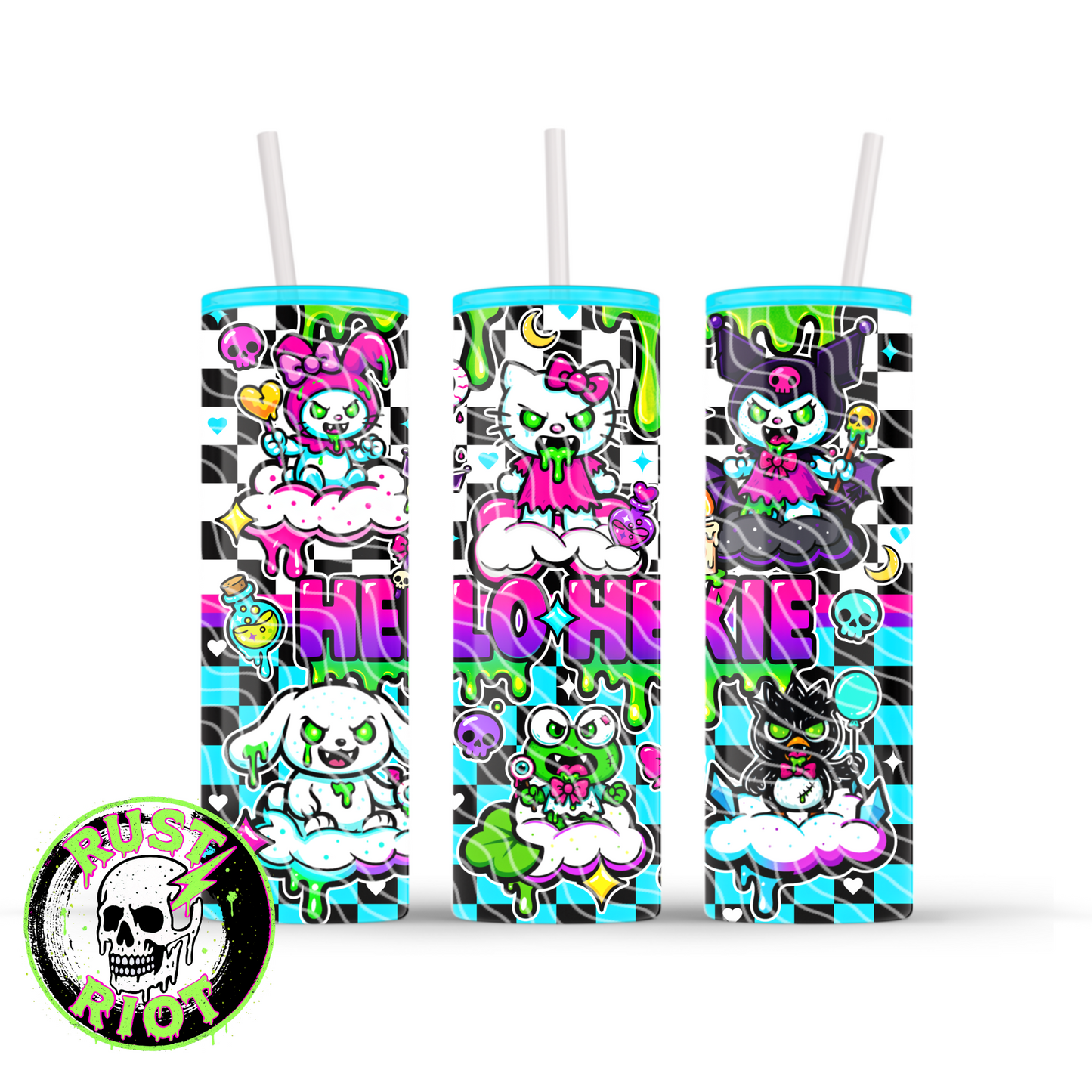 Hello Hexie Tumbler Wrap | Creepy Cute Pastel Goth Design PNG | 20oz Skinny