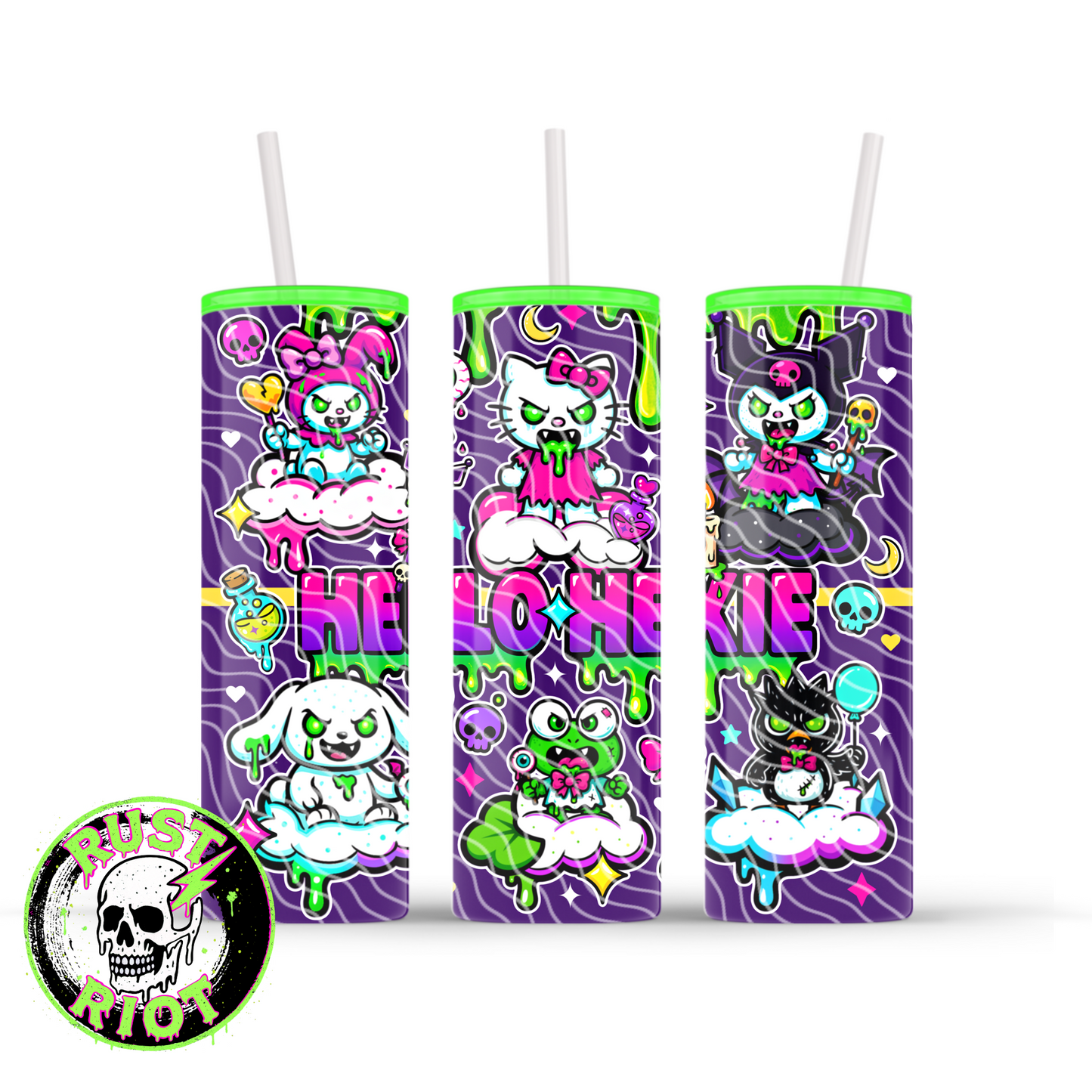 Hello Hexie Tumbler Wrap | Creepy Cute Pastel Goth Design PNG | 20oz Skinny