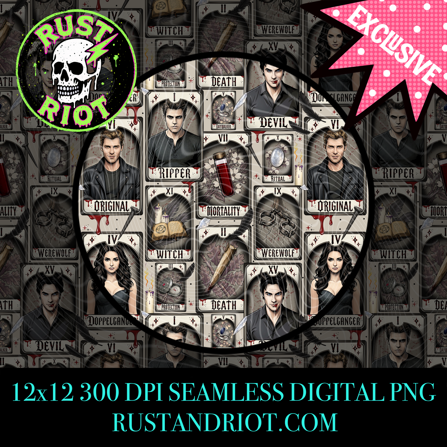 Bloodline Arcana The Immortal Cards + Seamless | Limited Bundle (10) | PNG Digital Download