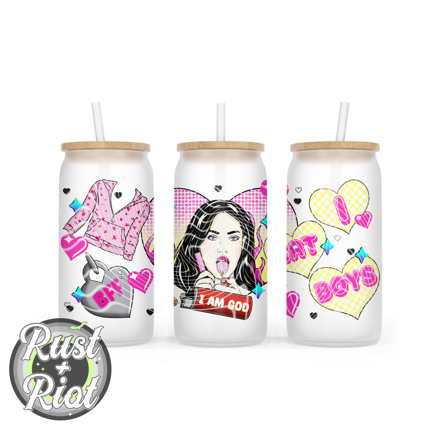 I Eat Boys 16oz Glass Can Template Design PNG, Digital Graphic Image for UVDTF and Sublimation Printing