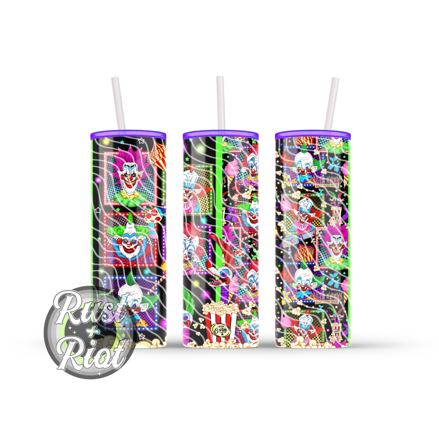 Send in the Klowns | 80s Horror Comedy | 20oz Skinny Tumbler Wrap Digital Download PNG