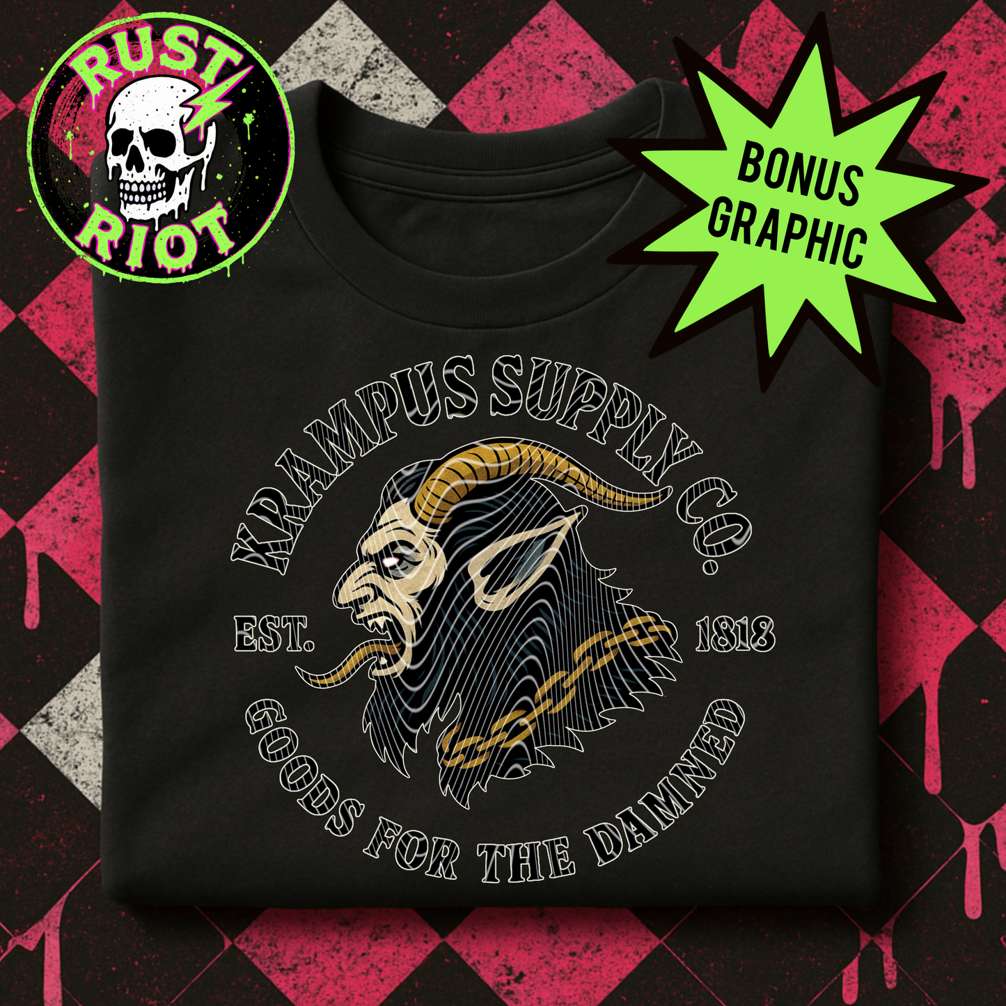 Season’s Beatings | Krampus Horror Holiday Graphic | PNG Digital Dowload