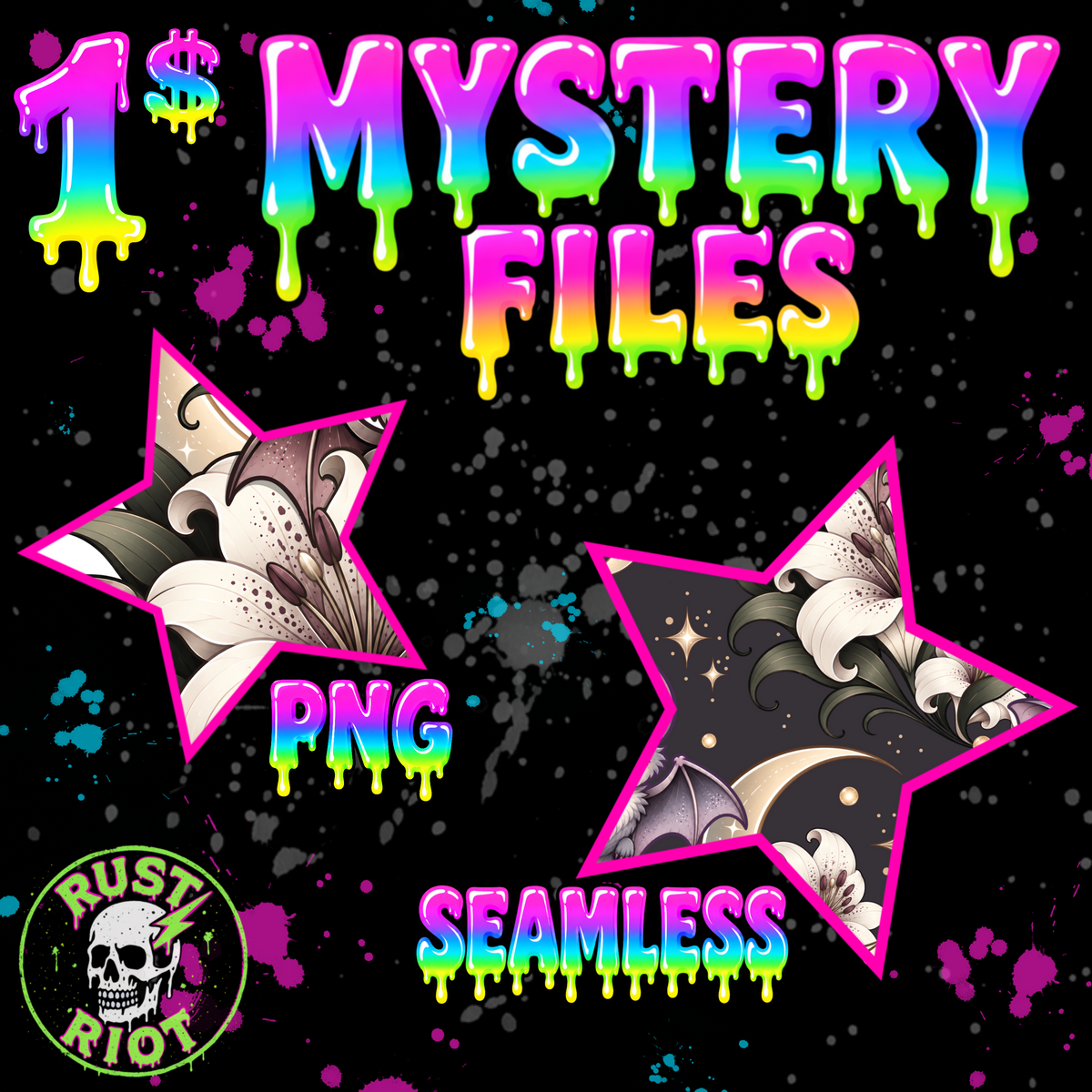 MYSTERY FILES #13 |Tee Graphic OR Seamless Pattern | PNG Digital Download