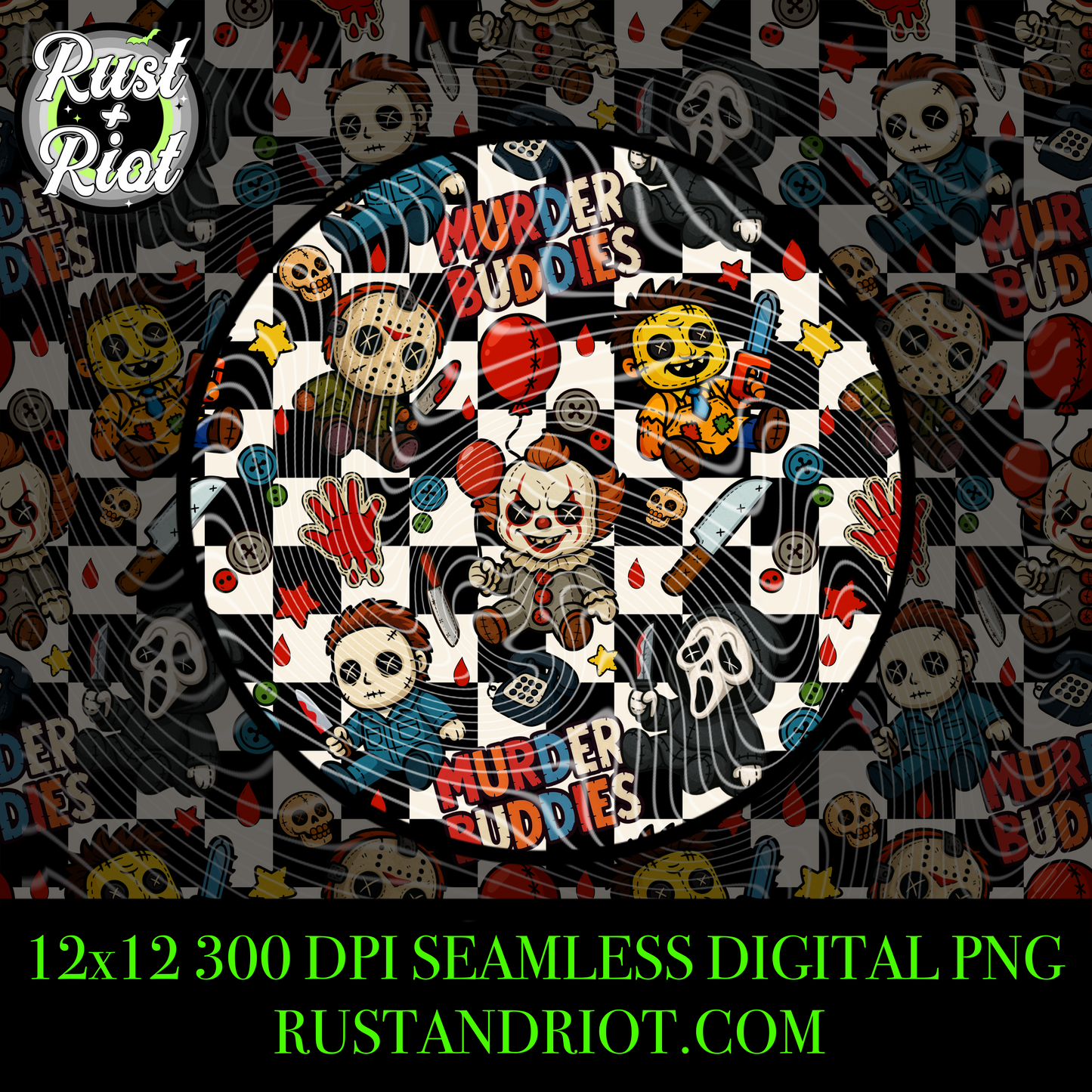 Murder Buddies – Creepy Cute Horror Seamless Pattern