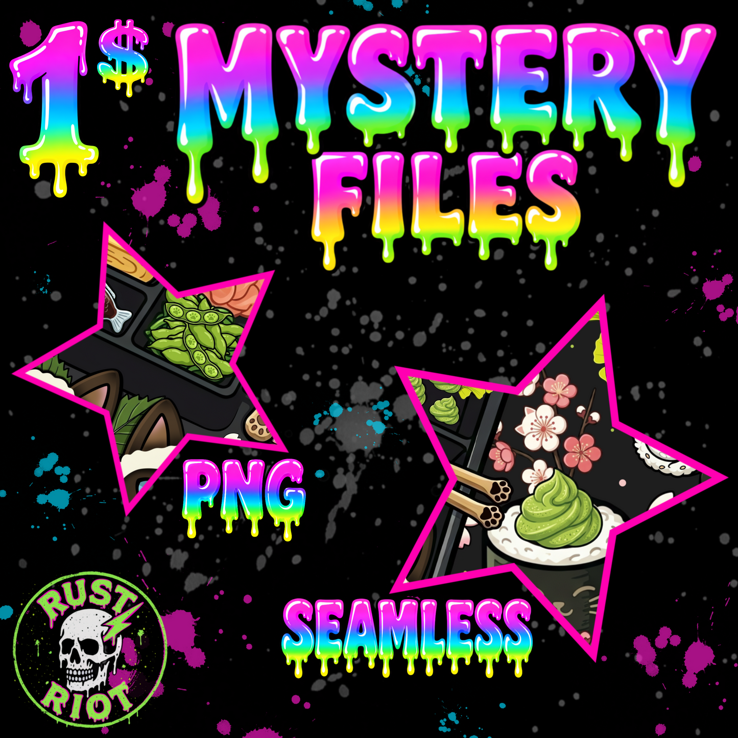 MYSTERY FILES #4 |Tee Graphic OR Seamless Pattern | PNG Digital Download