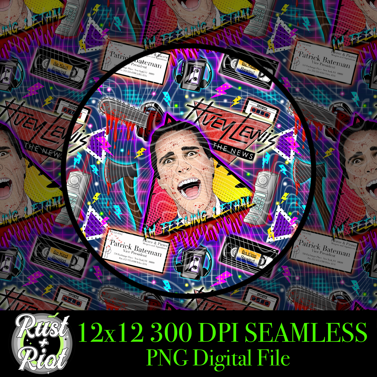 Feeling Lethal | Dark Cult Horror Seamless Pattern | PNG Digital Download