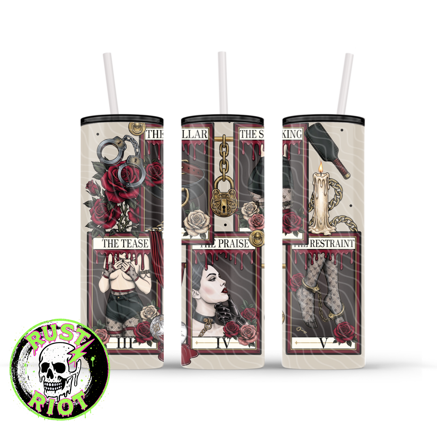 Obey Arcana | Dark Romance Tarot Graphic | 20oz Skinny Tumbler Wrap PNG Digital Download