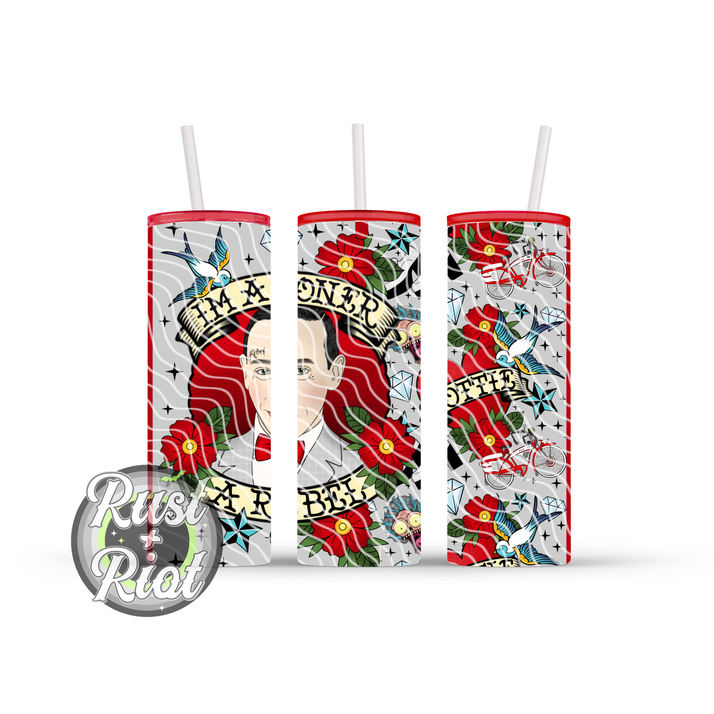 Rebel Adventures | Retro Flash-Style 20oz Skinny Tumbler Wrap | PNG Digital Download
