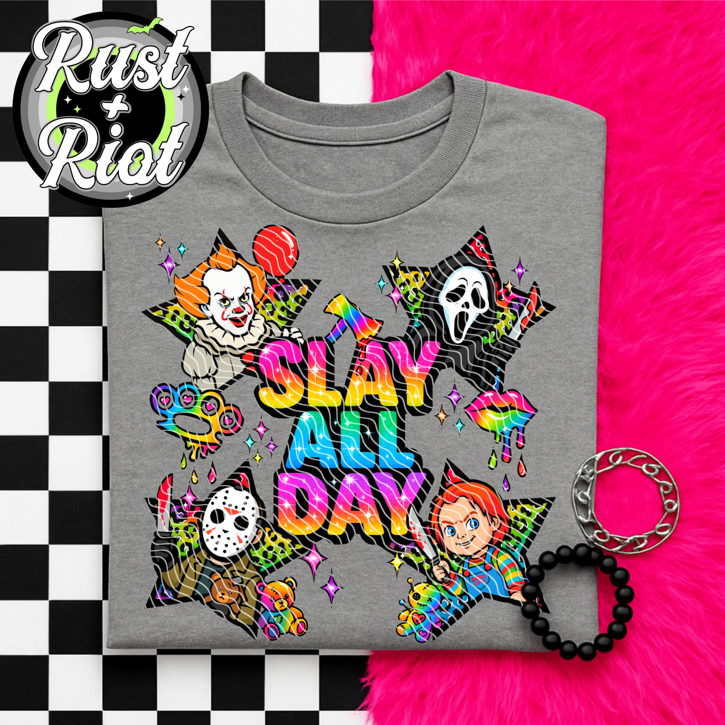 Hell in Highlighter Mega Bundle - Slay All Day and Drop Dead Gorgeous - Rainbow Horror PNG Set