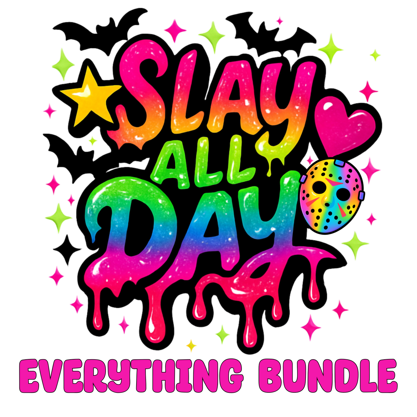 Slay All Day Bundle - Rainbow Horror PNG Set for Sublimation, DTF, Paper, Fabric and Crafts