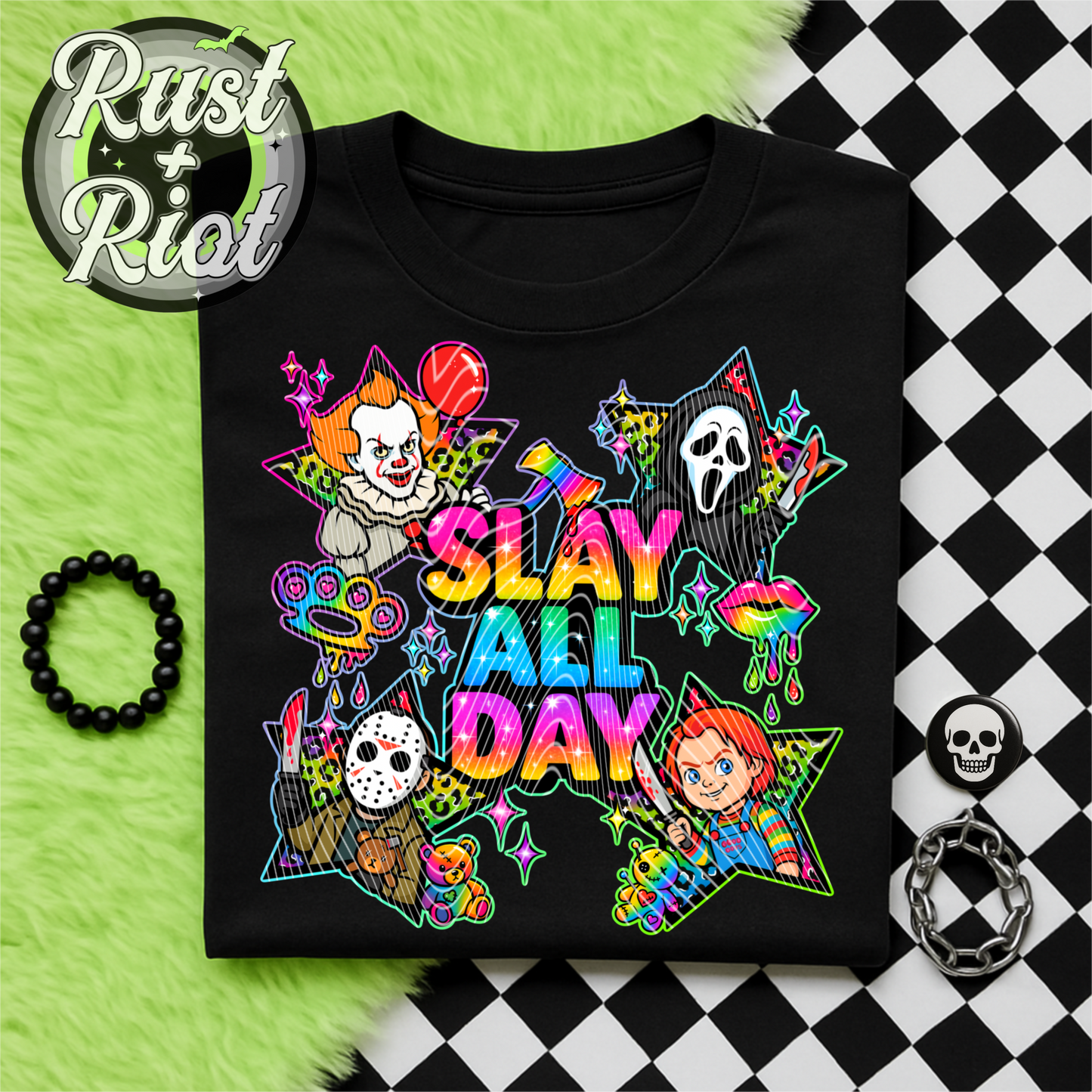 Hell in Highlighter Mega Bundle - Slay All Day and Drop Dead Gorgeous - Rainbow Horror PNG Set