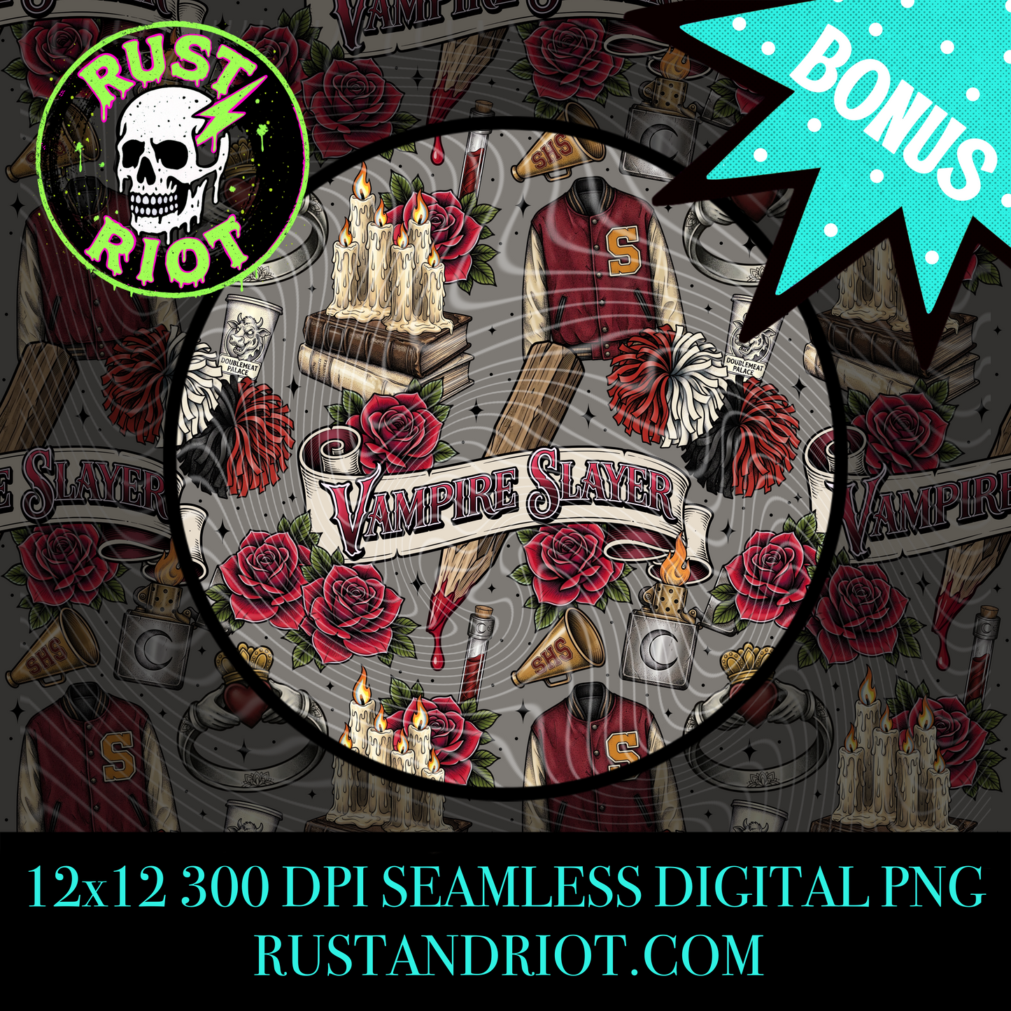 Chosen One Seamless Pattern | Neo Trad Tattoo Repeat | PNG Digital Download