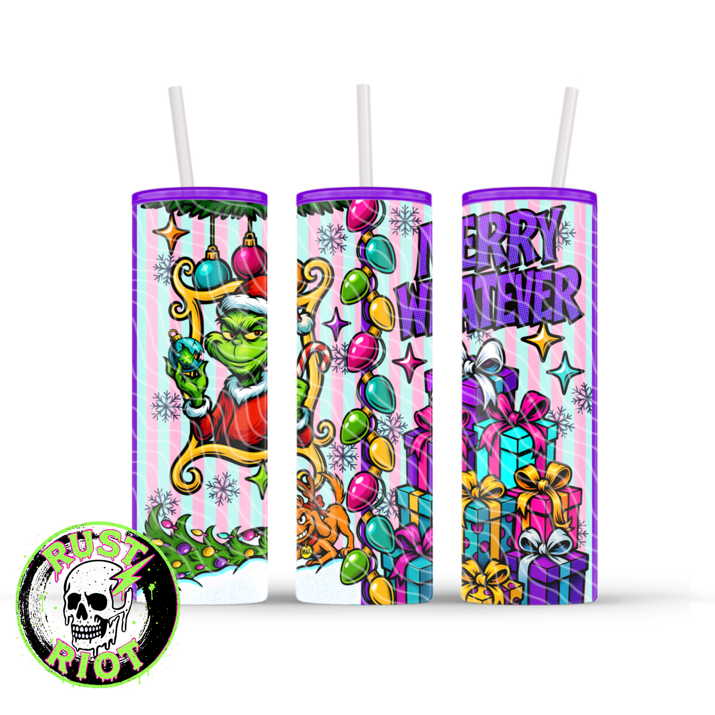 Mean One | Christmas Comic Design | 20oz Skinny Tumbler Wrap Digital Download PNG