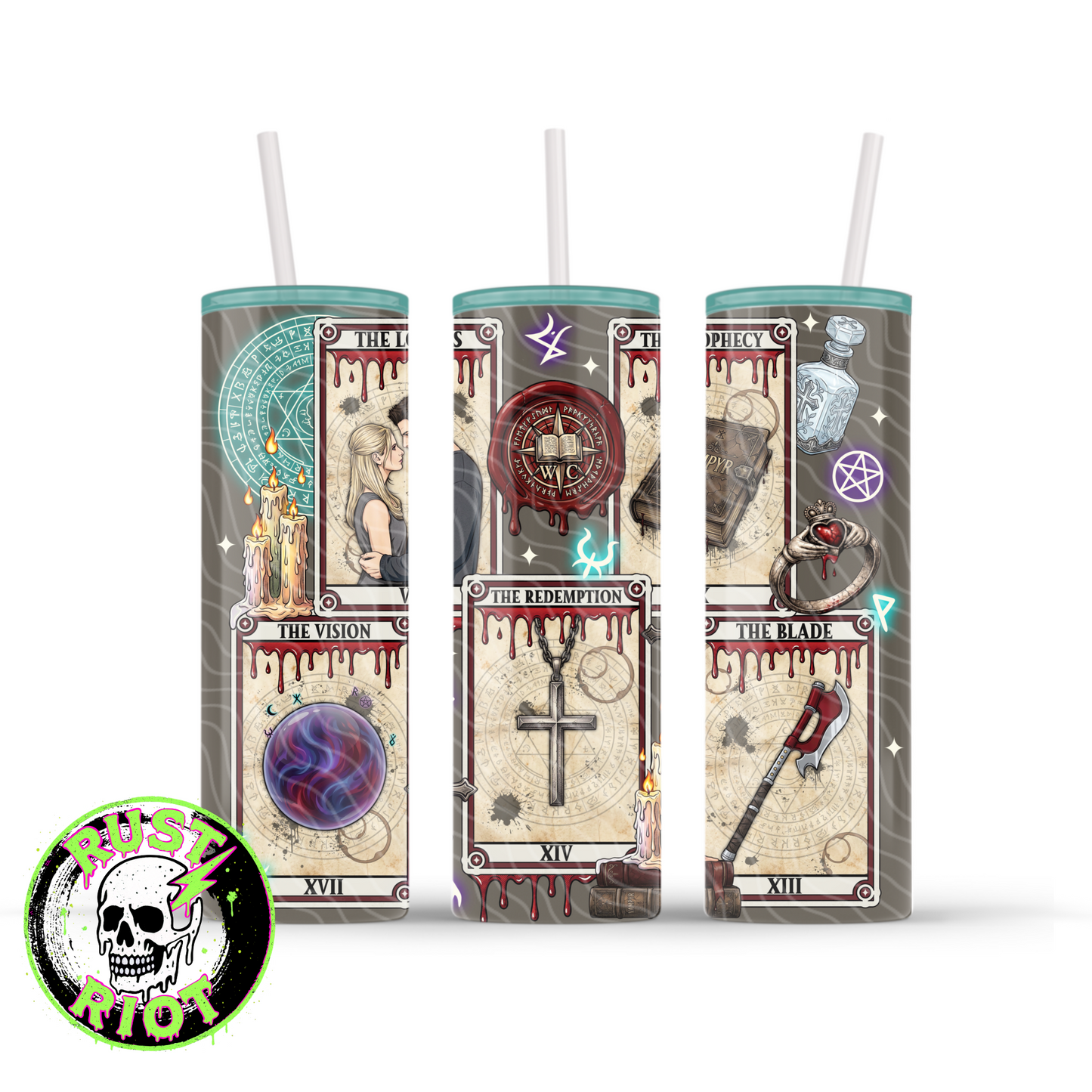 Slayer Arcana | Gothic Tarot Graphic | 20oz Skinny Tumbler Wrap PNG Digital Download