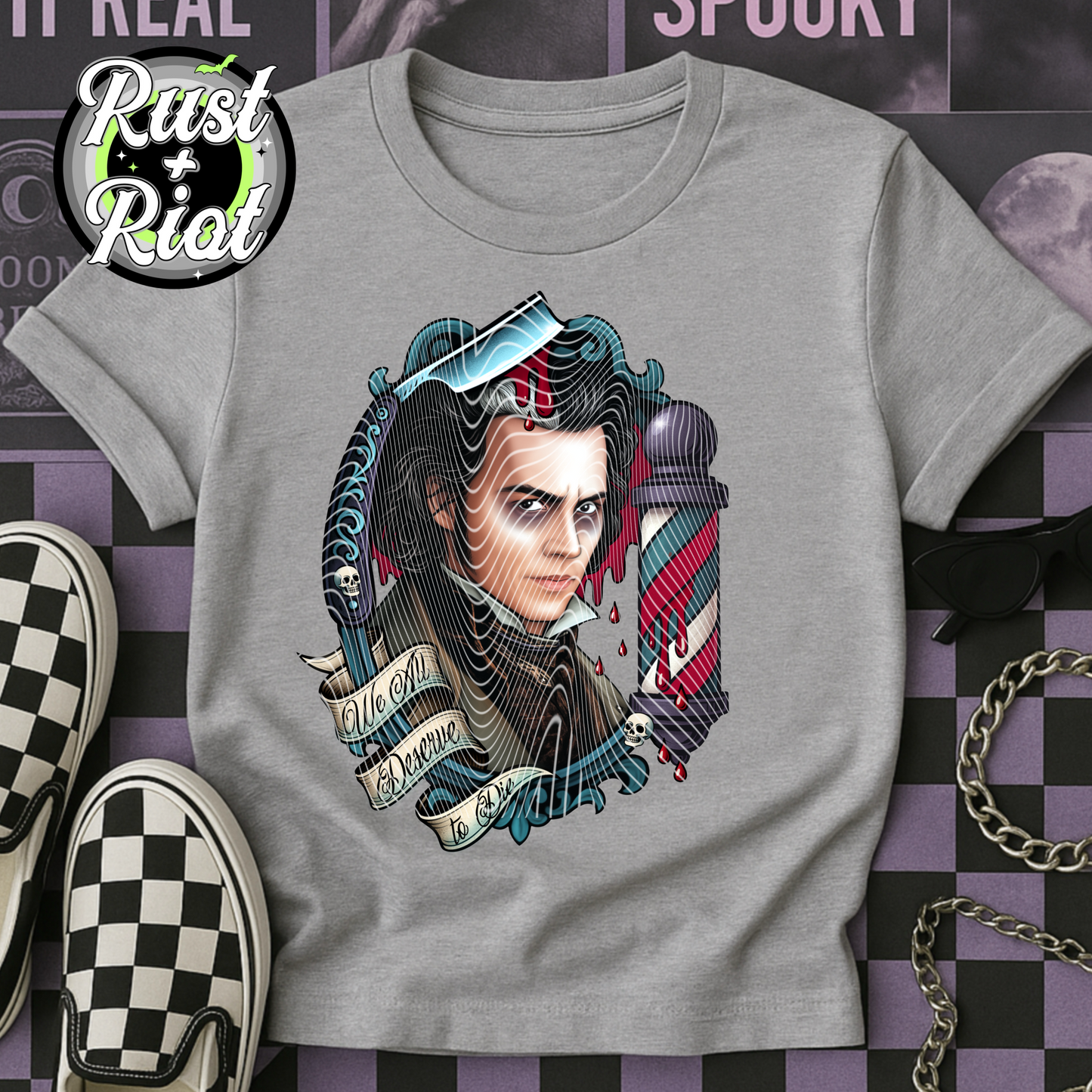 Grindhouse Gourmet - The Barber & The Butcher Digital Tee Graphic – Tattoo Style PNG