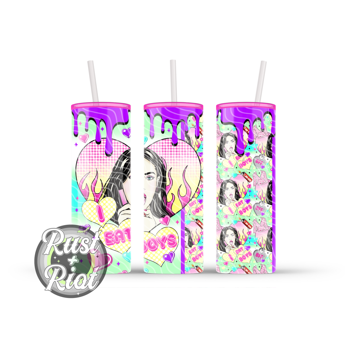 I Eat Boys | Horror Glam Femme Tumbler Wrap | PNG Digital Download