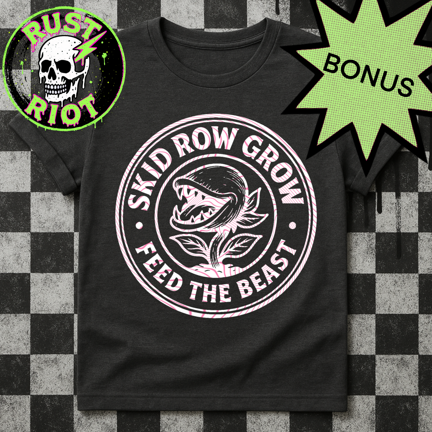 Skid Row Grow | Retro Horror Botanical Tee Graphic | PNG Digital Download