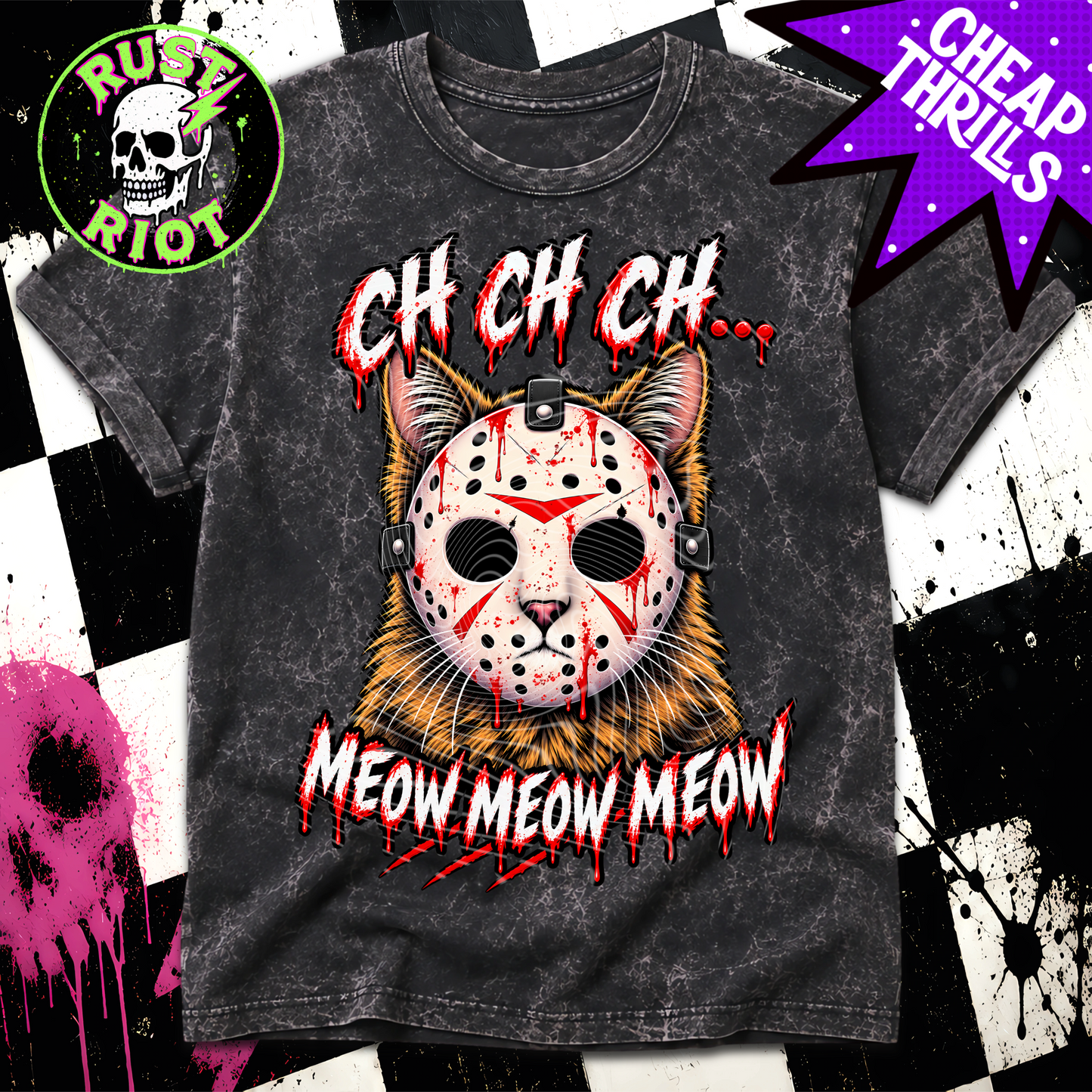 Meow Meow Meow | Slasher Cat Tee Graphic | PNG Digital Download