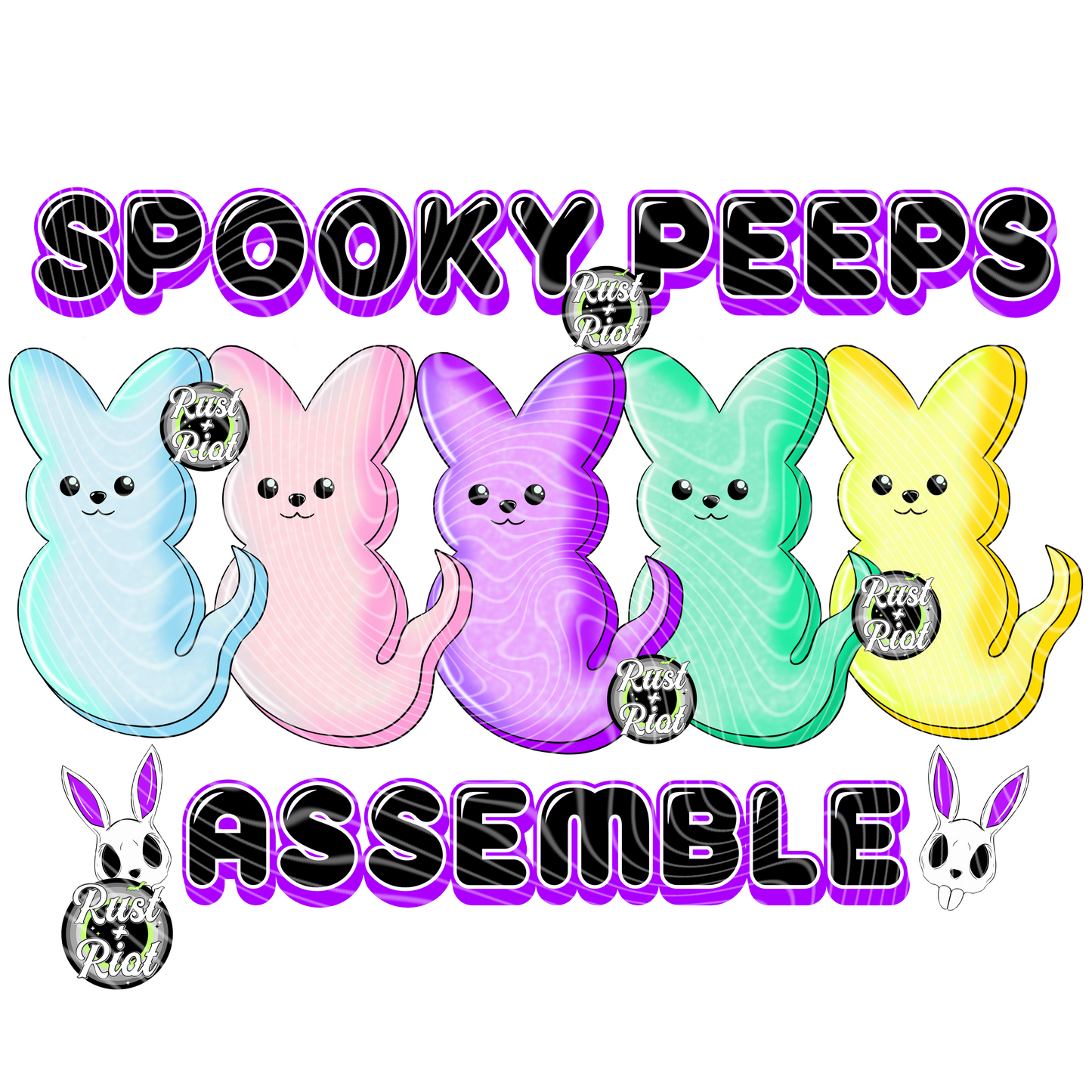 Spooky Peeps Assemble Easter Main PNG Digital Image for UVDTF or Sublimation Printing