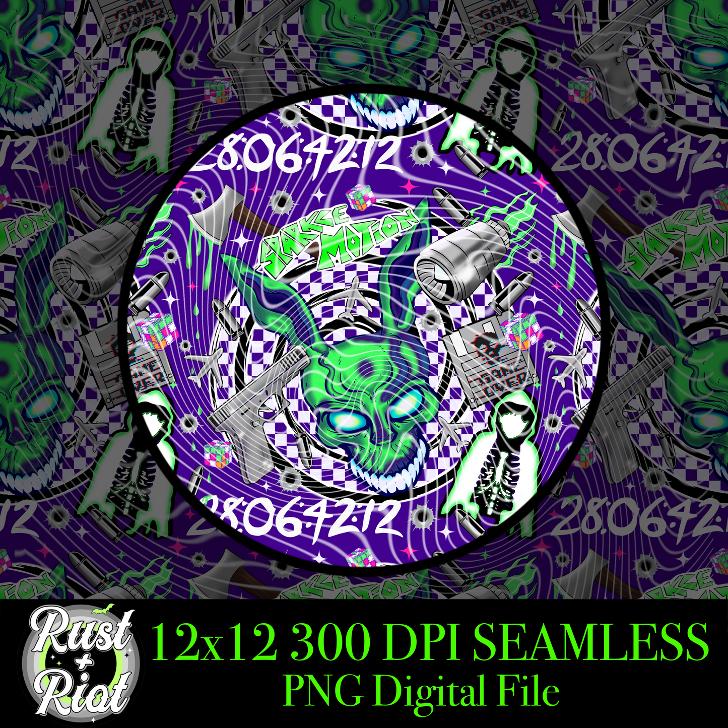 They Made Me Do It | Cult Sci-Fi Seamless Pattern | PNG Digital Download