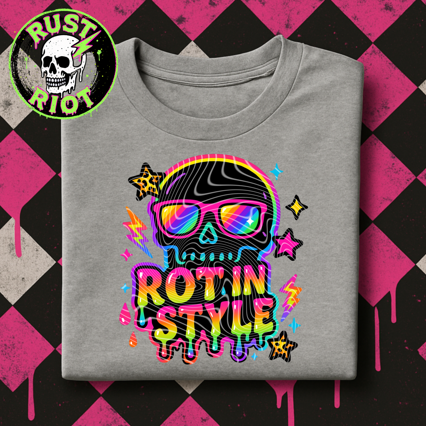 Rotten Rainbow Tee Graphic | Creepy Cute Horror Text PNG