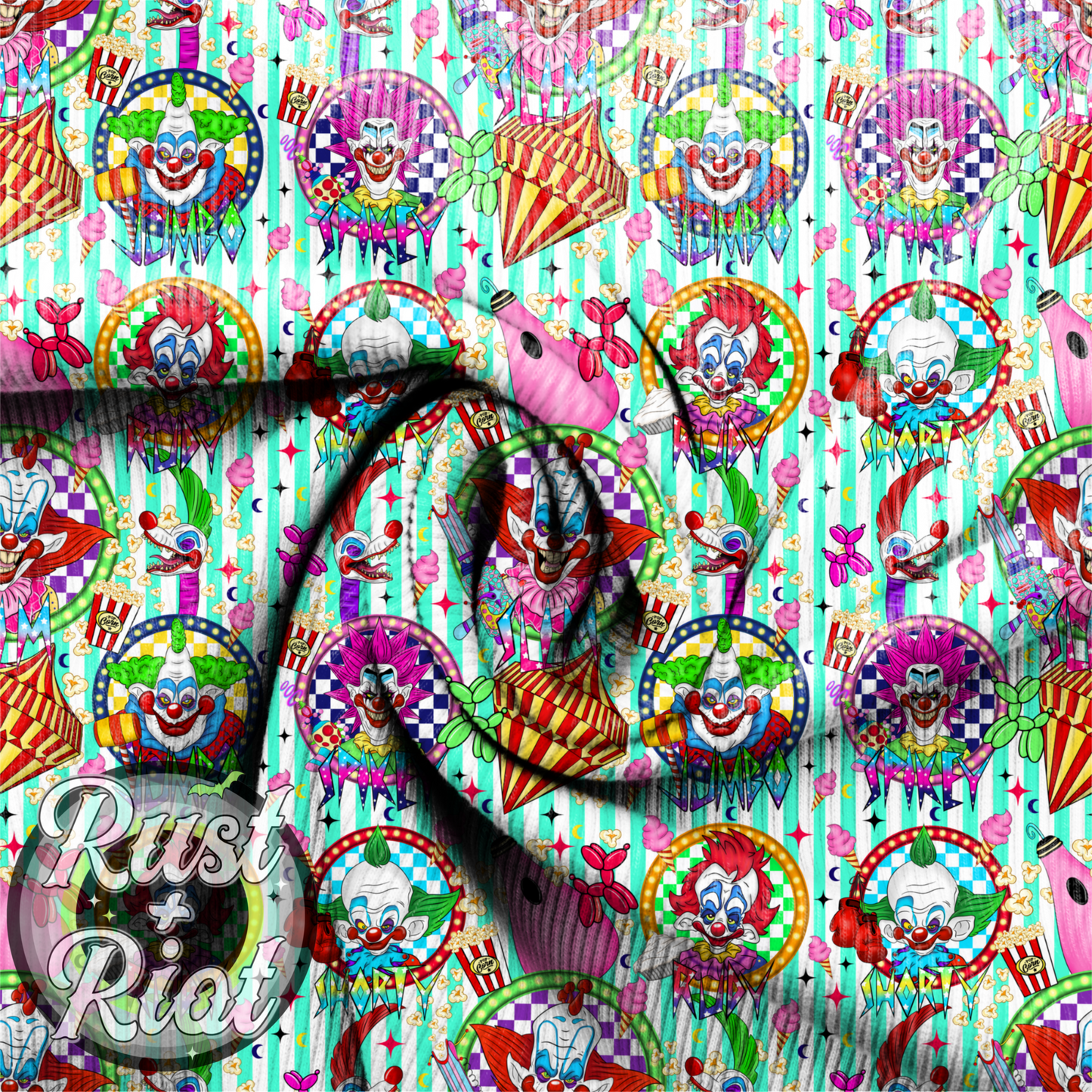 Send in the Klowns Seamless PNG, 1980s Horror Comedy Cult Classic Digital Graphic Image for Sublimation, DTF, UVDTF and DTG Printing