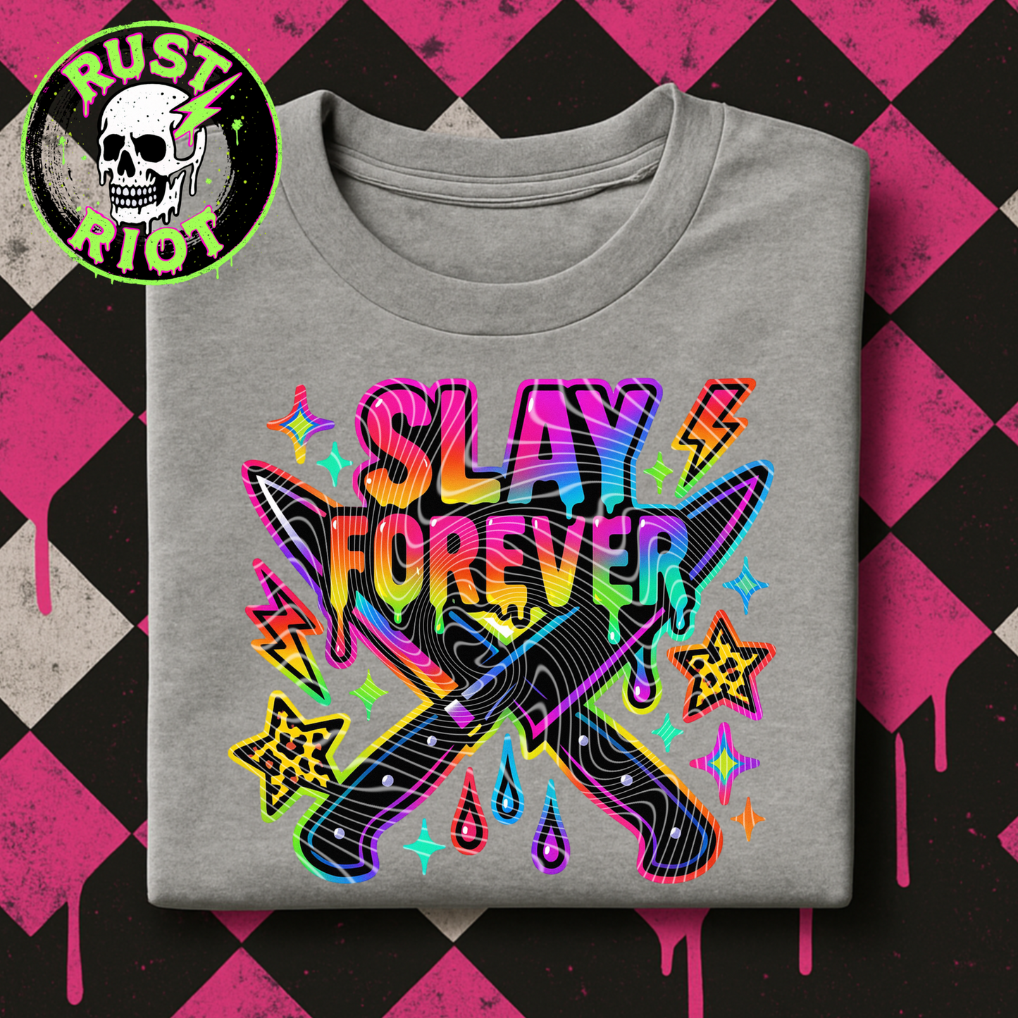 Rotten Rainbow Tee Graphic | Creepy Cute Horror Text PNG