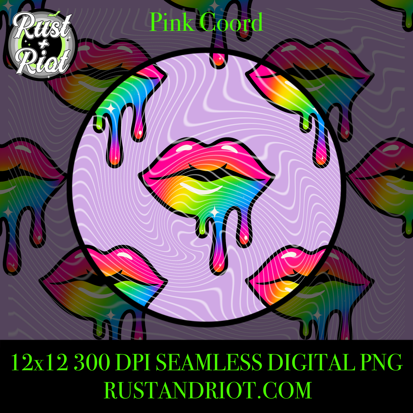 Drop Dead Gorgeous Seamless PNG - Rainbow Horror Girl Design for Sublimation, Apparel and Printing