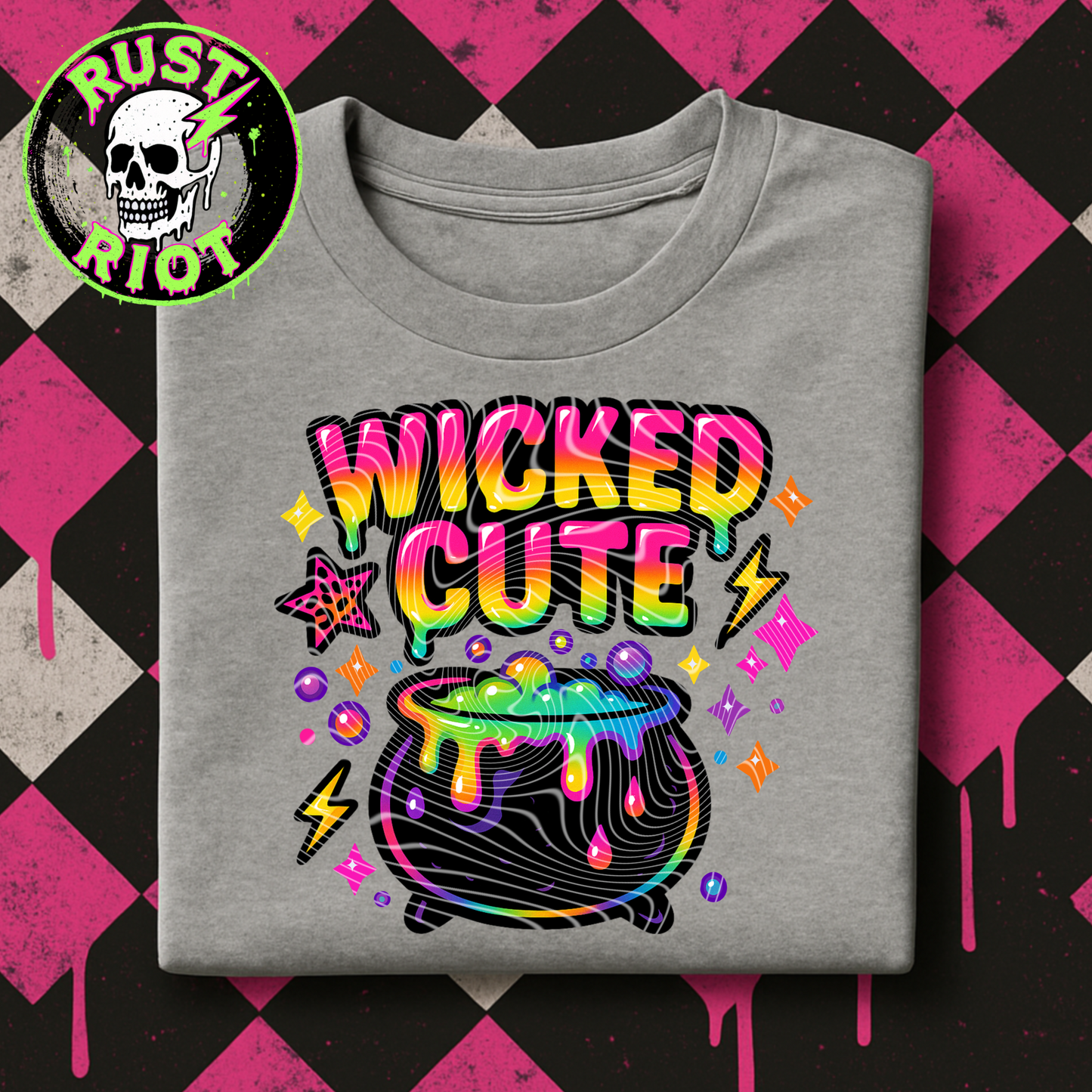 Rotten Rainbow Tee Graphic | Creepy Cute Horror Text PNG