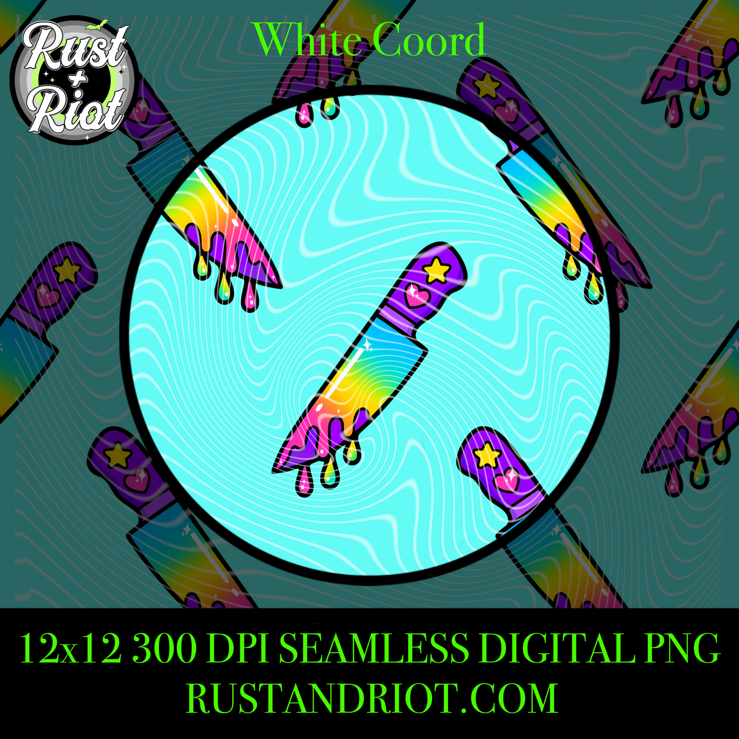 Drop Dead Gorgeous Seamless PNG - Rainbow Horror Girl Design for Sublimation, Apparel and Printing