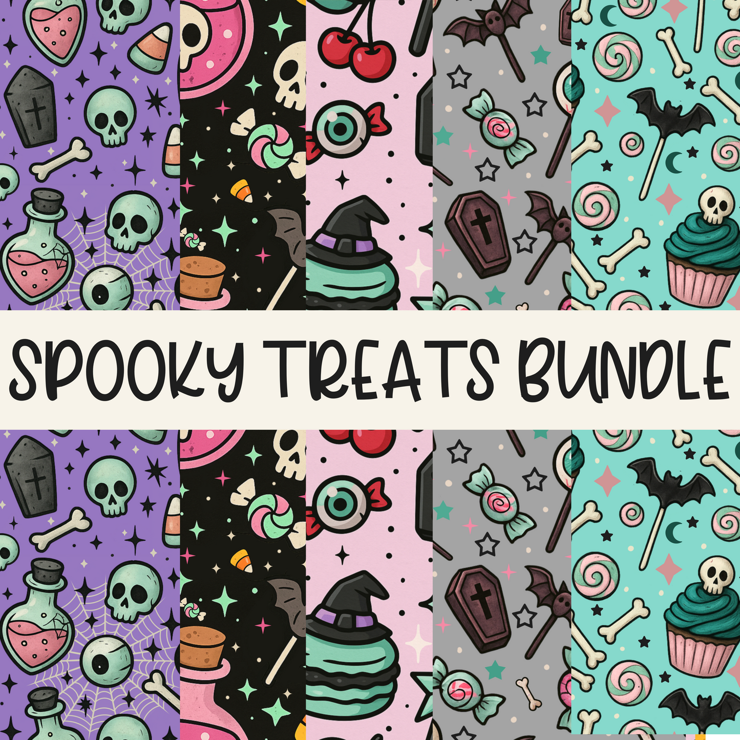 Spooky Treats Mini Bundle Digital Graphic Images for Fabric, DTF, DTG, UVDTF, and Sublimation Printing