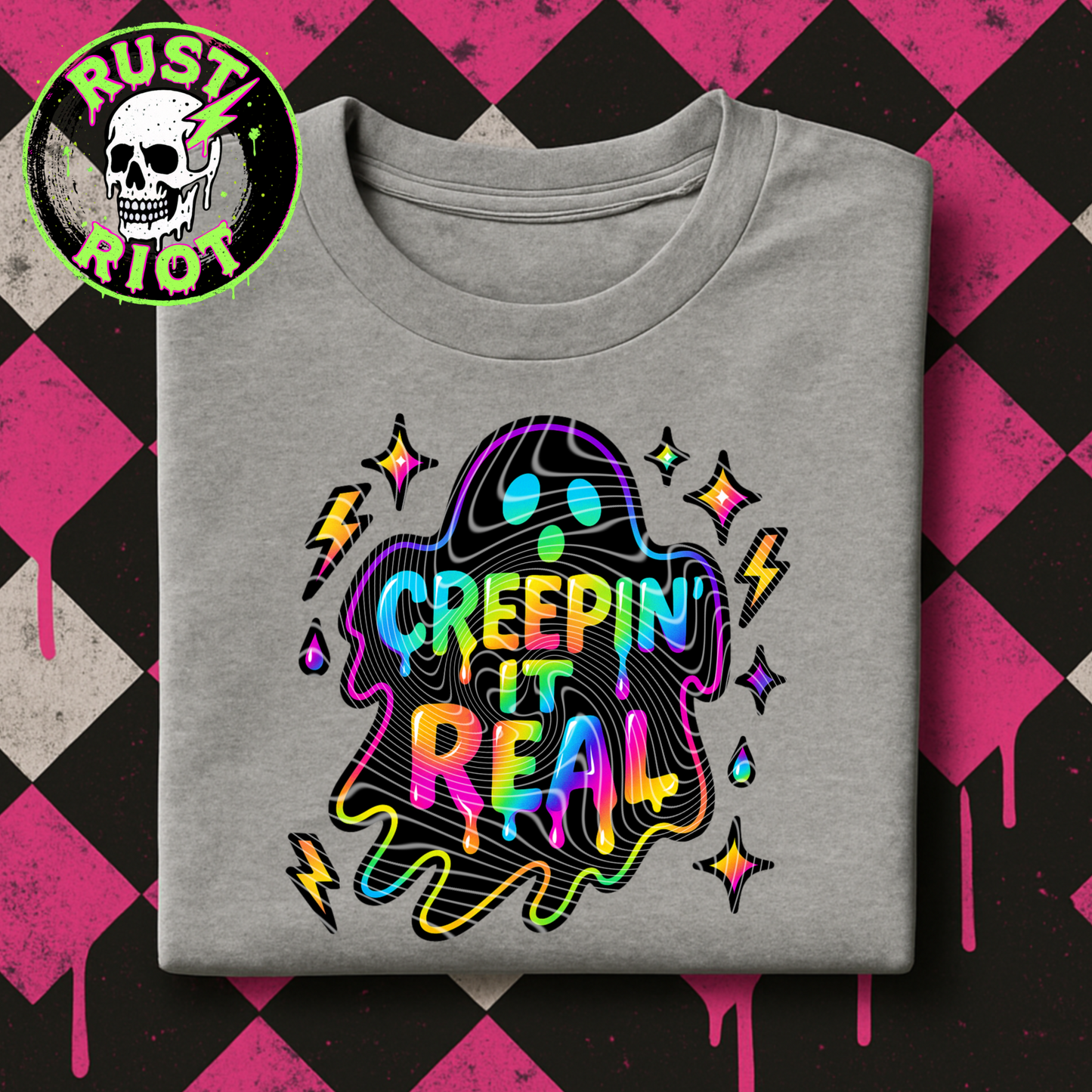 Rotten Rainbow Tee Graphic | Creepy Cute Horror Text PNG