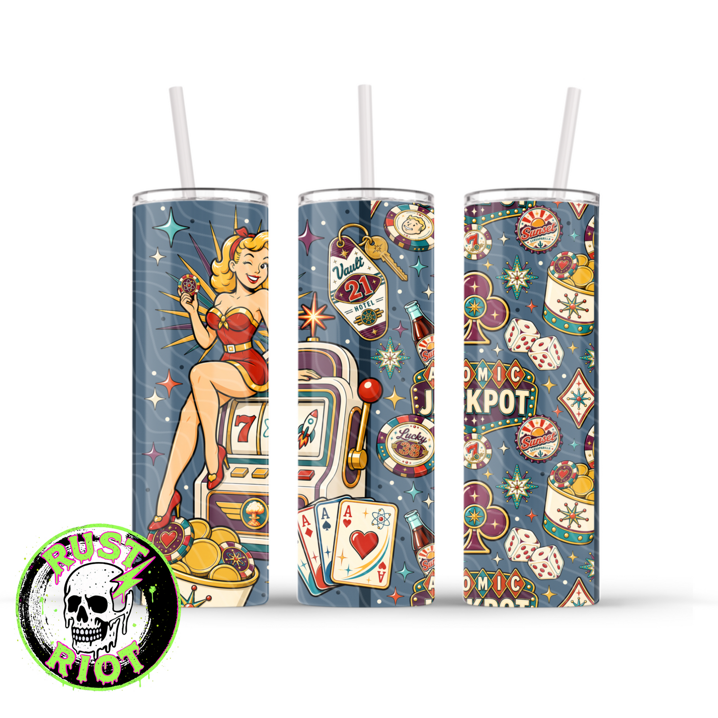 Atomic Jackpot Tumbler Wrap | Retro Casino Wasteland | PNG Digital Download