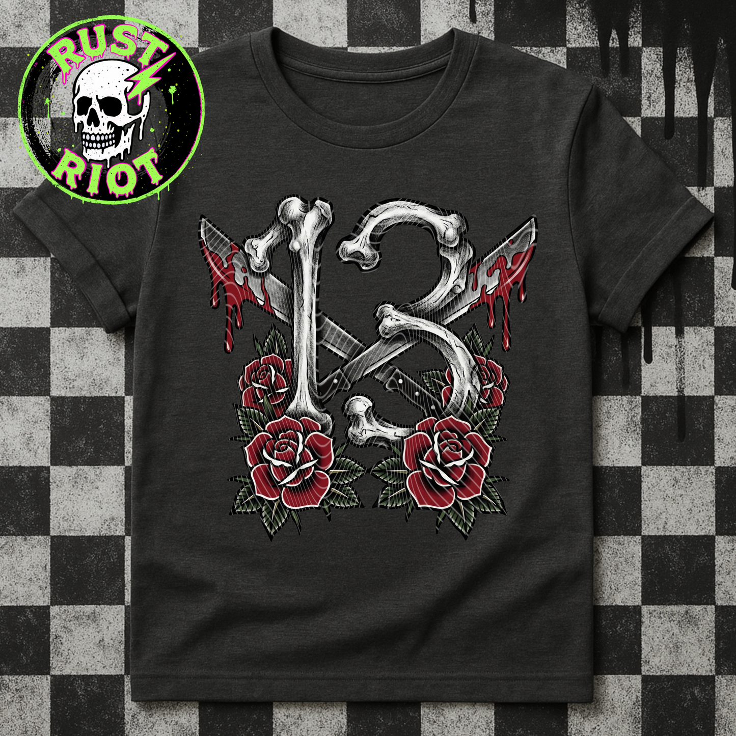 Slasher Tattoo-Style Tee Graphic | PNG Digital Download