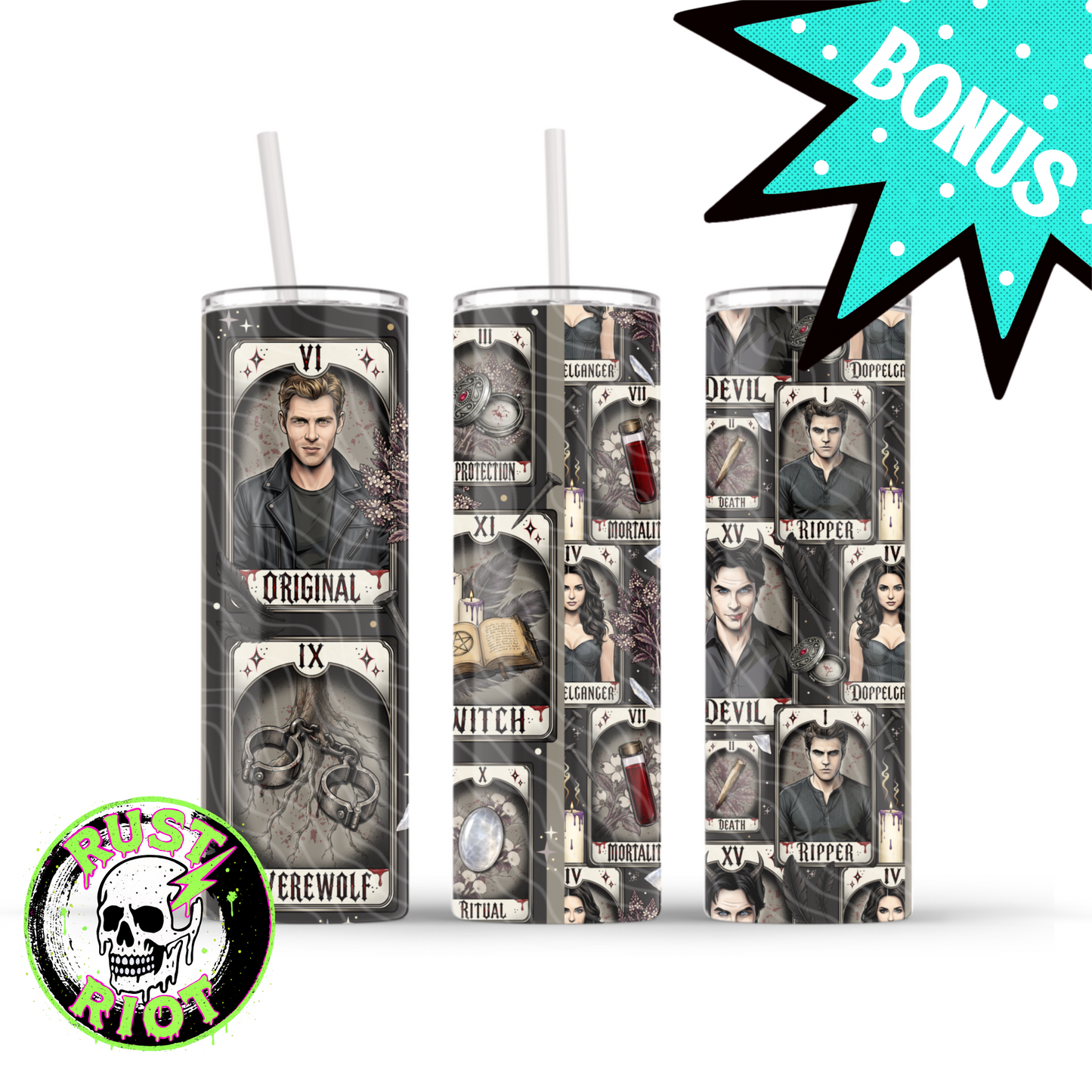 Bloodline Arcana Tumbler Wrap | Neo Trad Vampire Tarot | PNG Digital Download