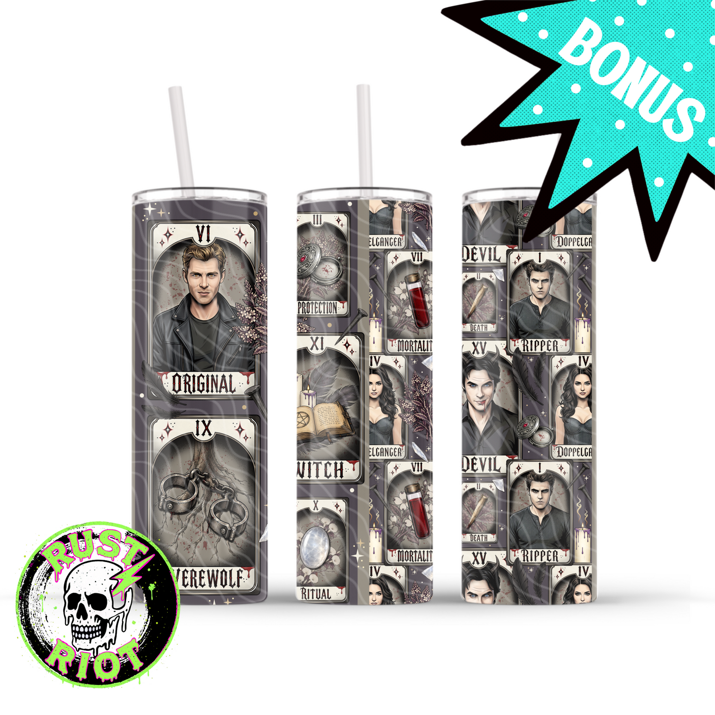 Bloodline Arcana Tumbler Wrap | Neo Trad Vampire Tarot | PNG Digital Download