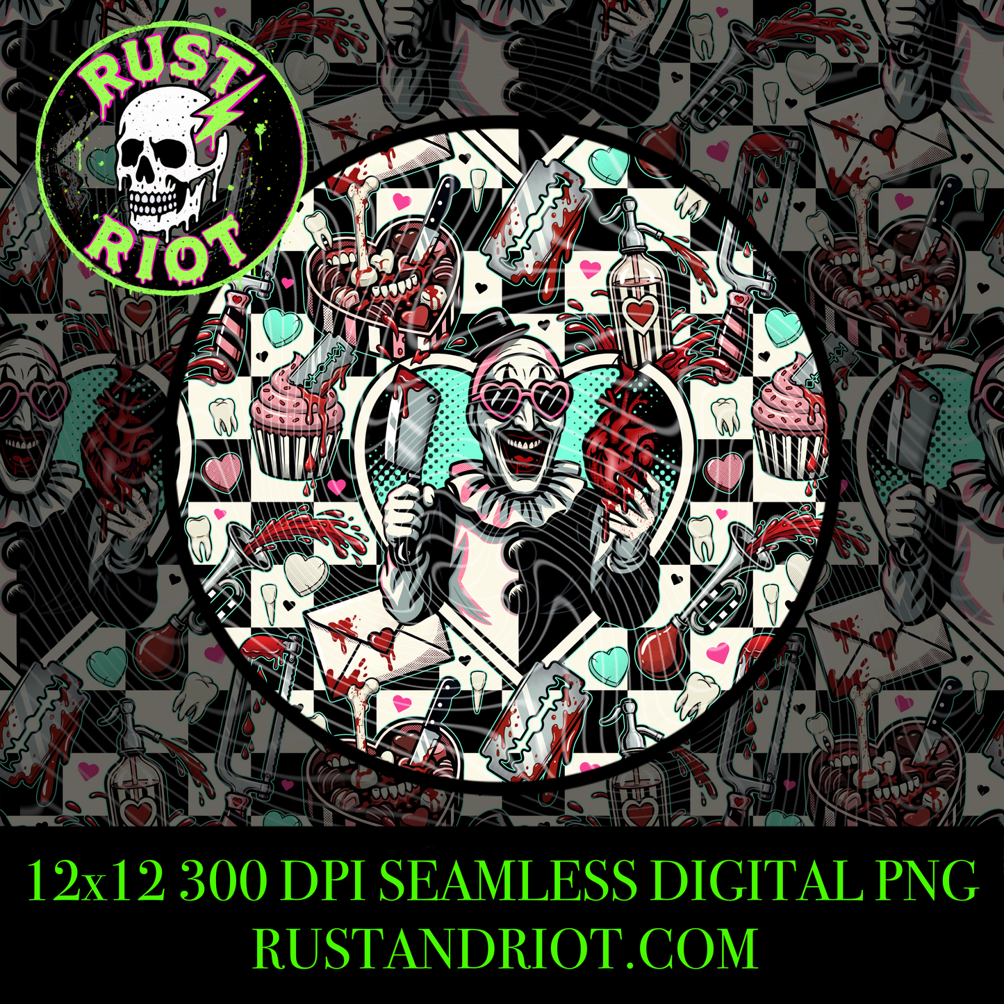 Eat Your Heart Out | Horror Valentine Seamless Pattern | PNG Digital Download