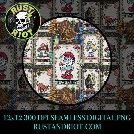 Woodland Tarot Seamless Pattern | Whimsical Forest Mystic Repeat | PNG Digital Download